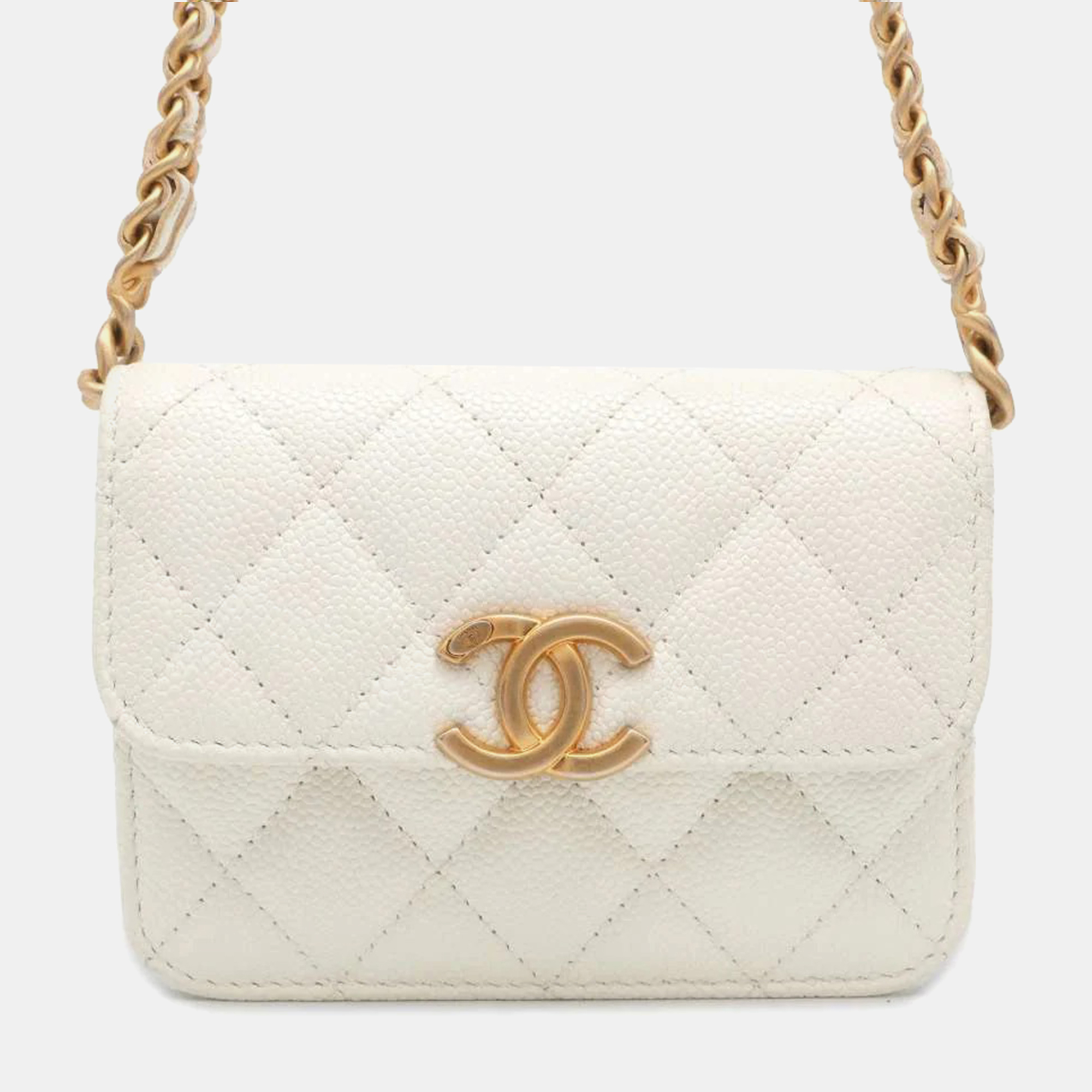 

Chanel White Leather CC Flap Coin Purse on Chain