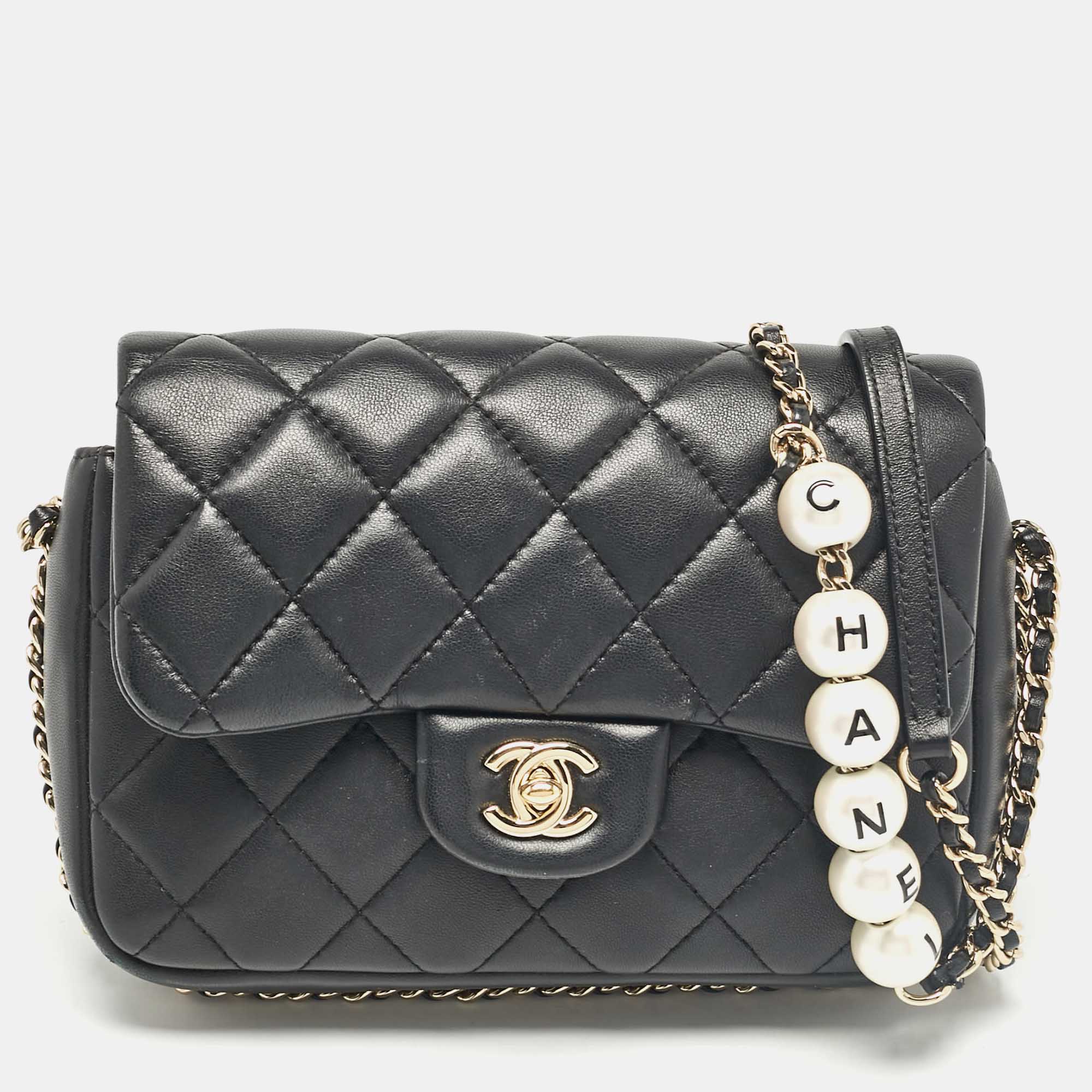 Pre-owned Chanel Black Quilted Leather My Precious Pearl Flap Bag