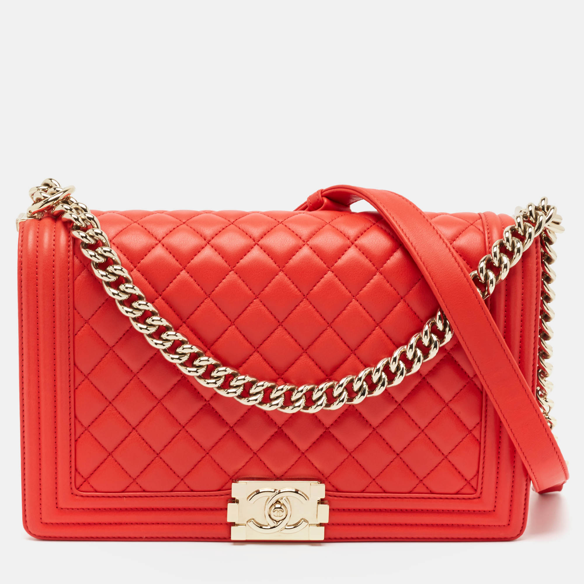 

Chanel Red Quilted Leather New Medium Boy Bag