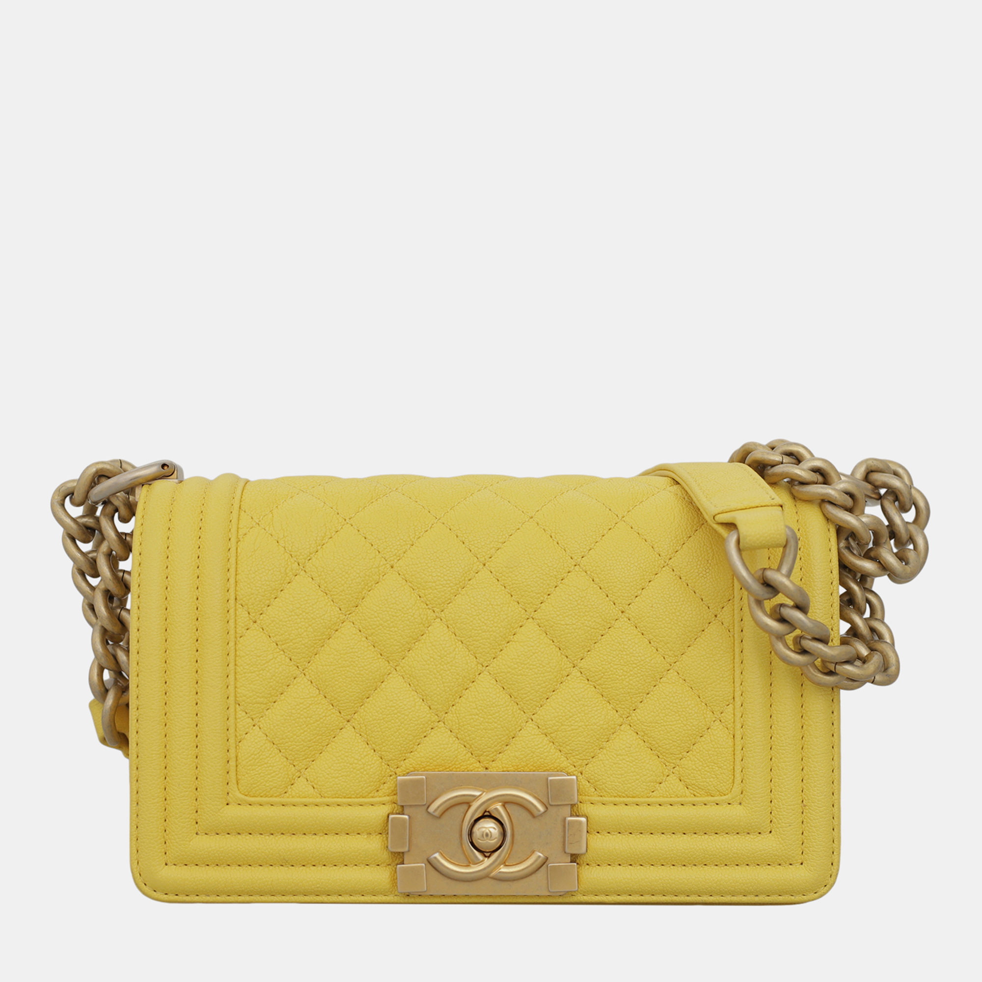 

Chanel Yellow Caviar Leather Small Boy Bag