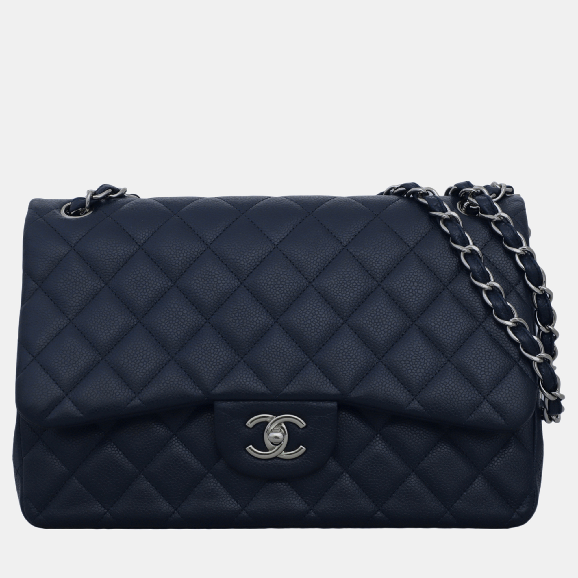 

Chanel Dark Blue Caviar Leather Jumbo Classic Double Flap Bag