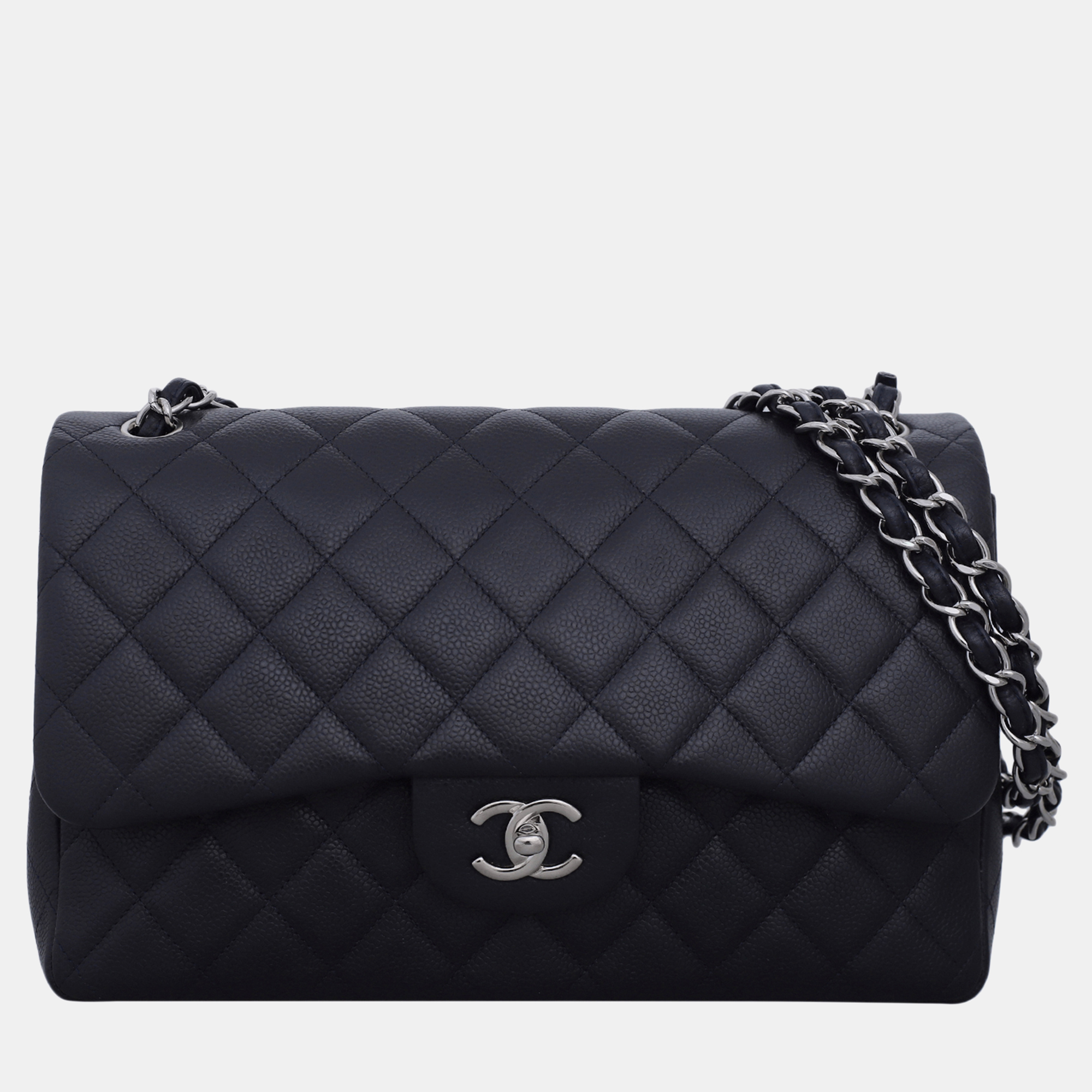 

Chanel Dark Purple Caviar Leather Jumbo Classic Double Flap Bag