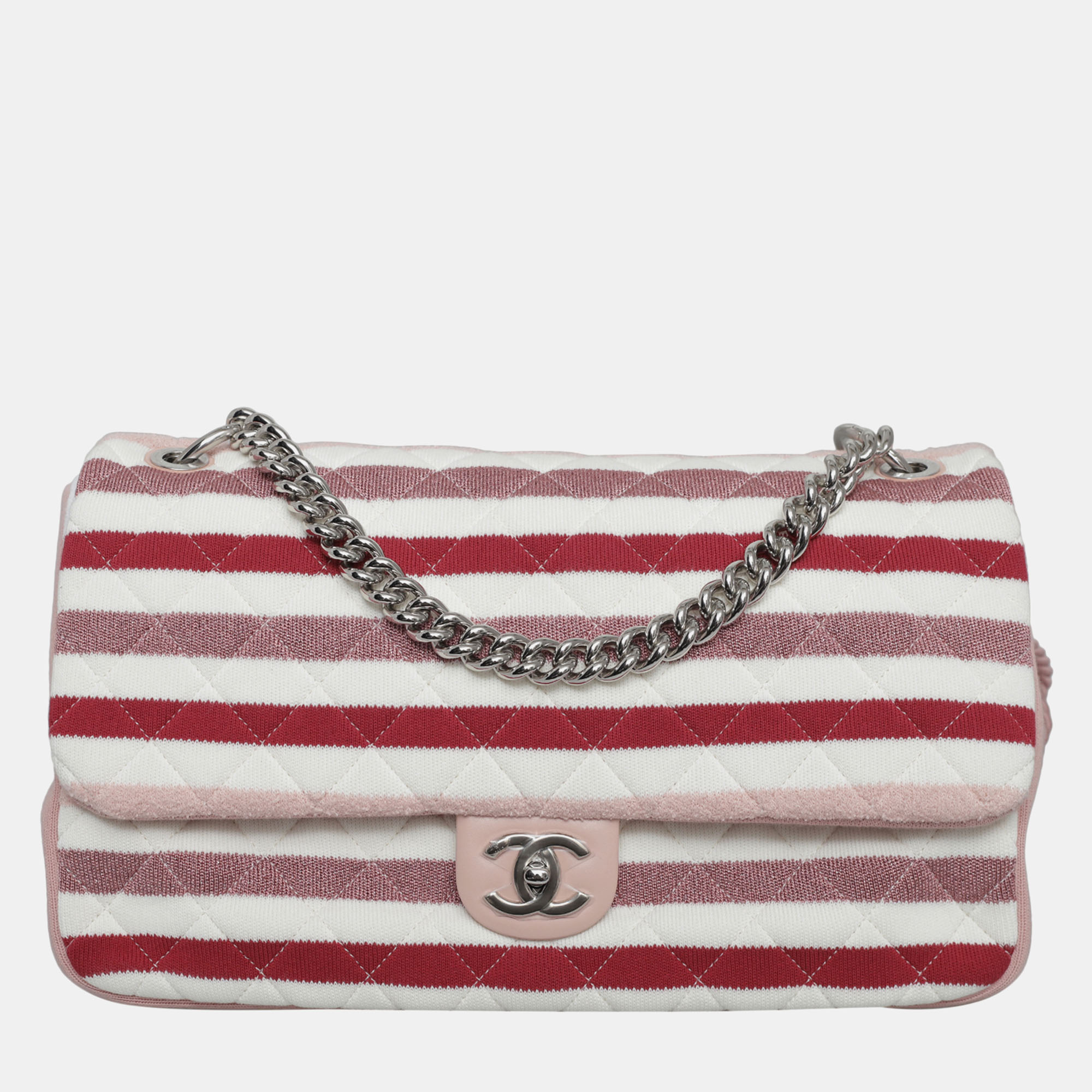 

Chanel Multicolor Jersey Stripes Rope Maxi Flap Bag