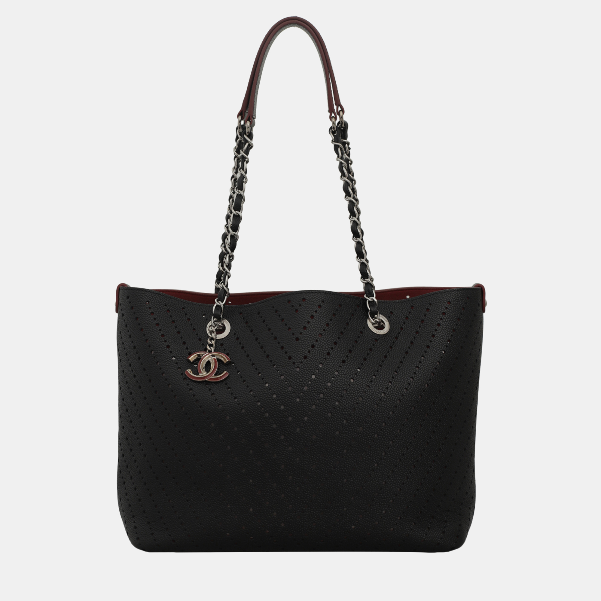 

Chanel Black Caviar Perforated Leather Shopper Tote Bag