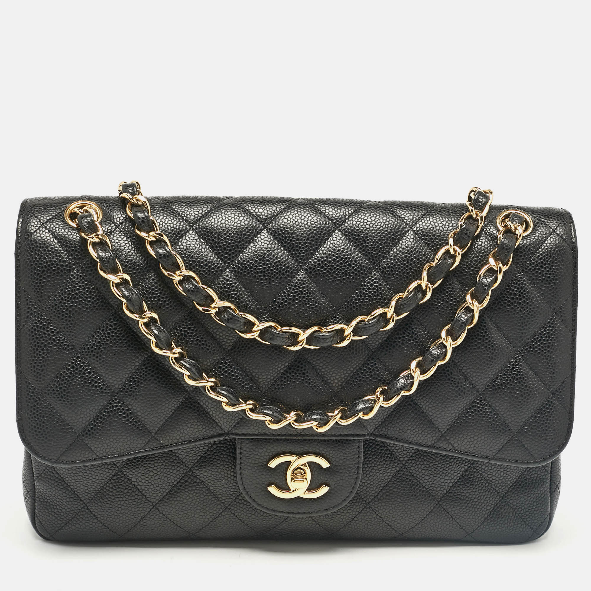 

Chanel Black Caviar Leather Jumbo Classic Double Flap Bag