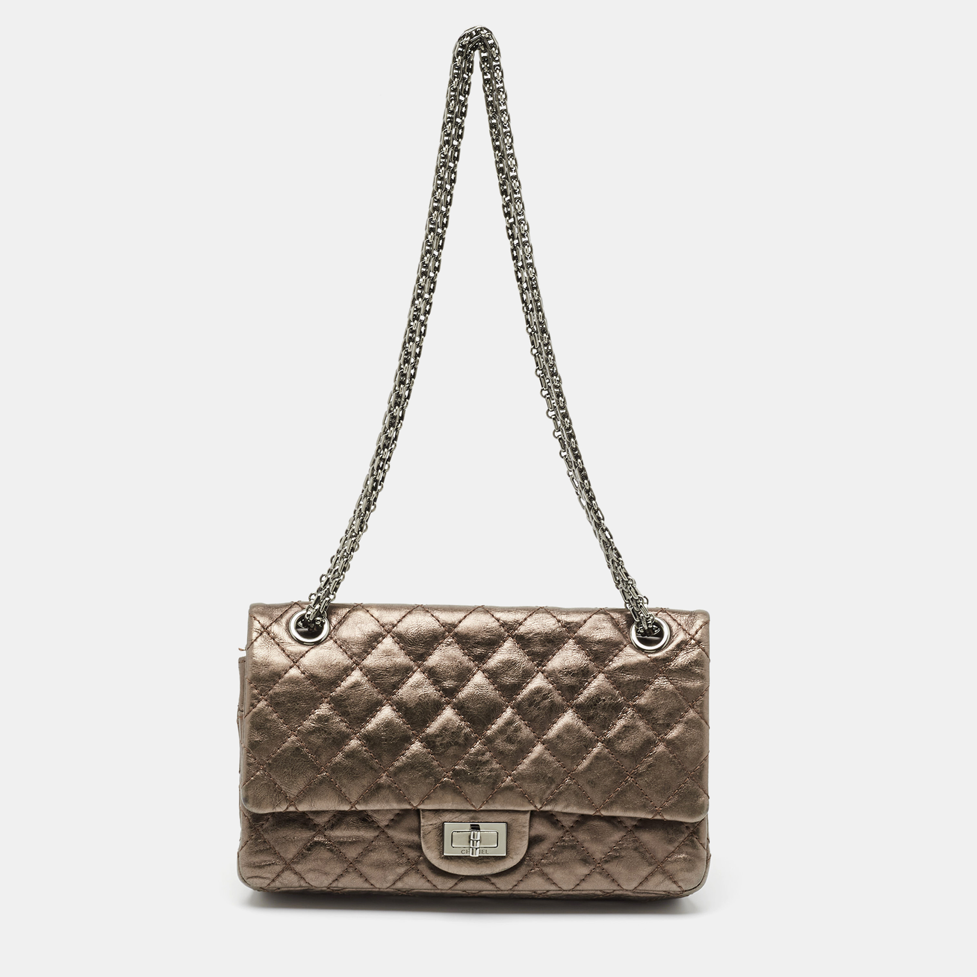 

Chanel Metallic Quilted Aged Leather Reissue 2.55 Classic 225 Flap Bag