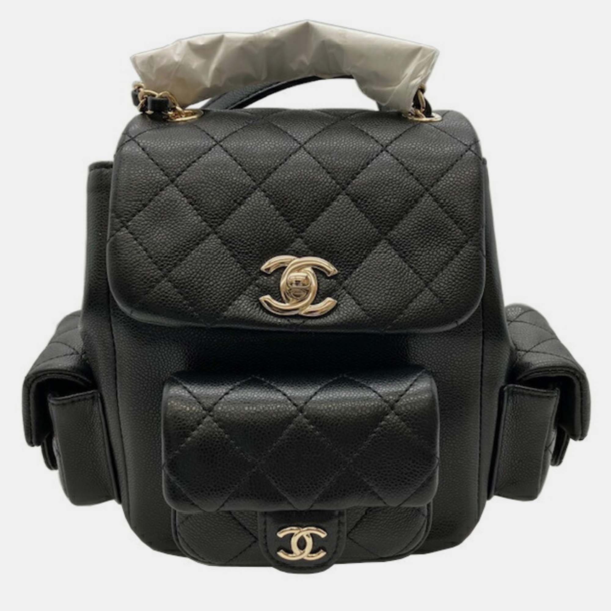 

Chanel Black Caviar Quilted Pockets Small Duma Backpack