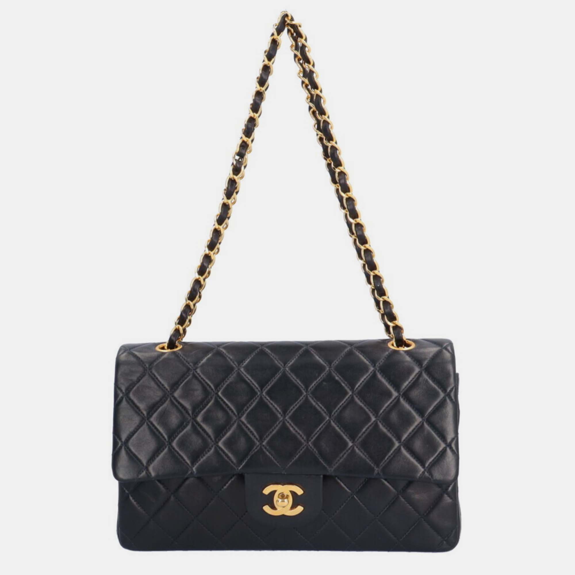 

Chanel Black Lambskin Leather  Classic Double Flap Shoulder Bag