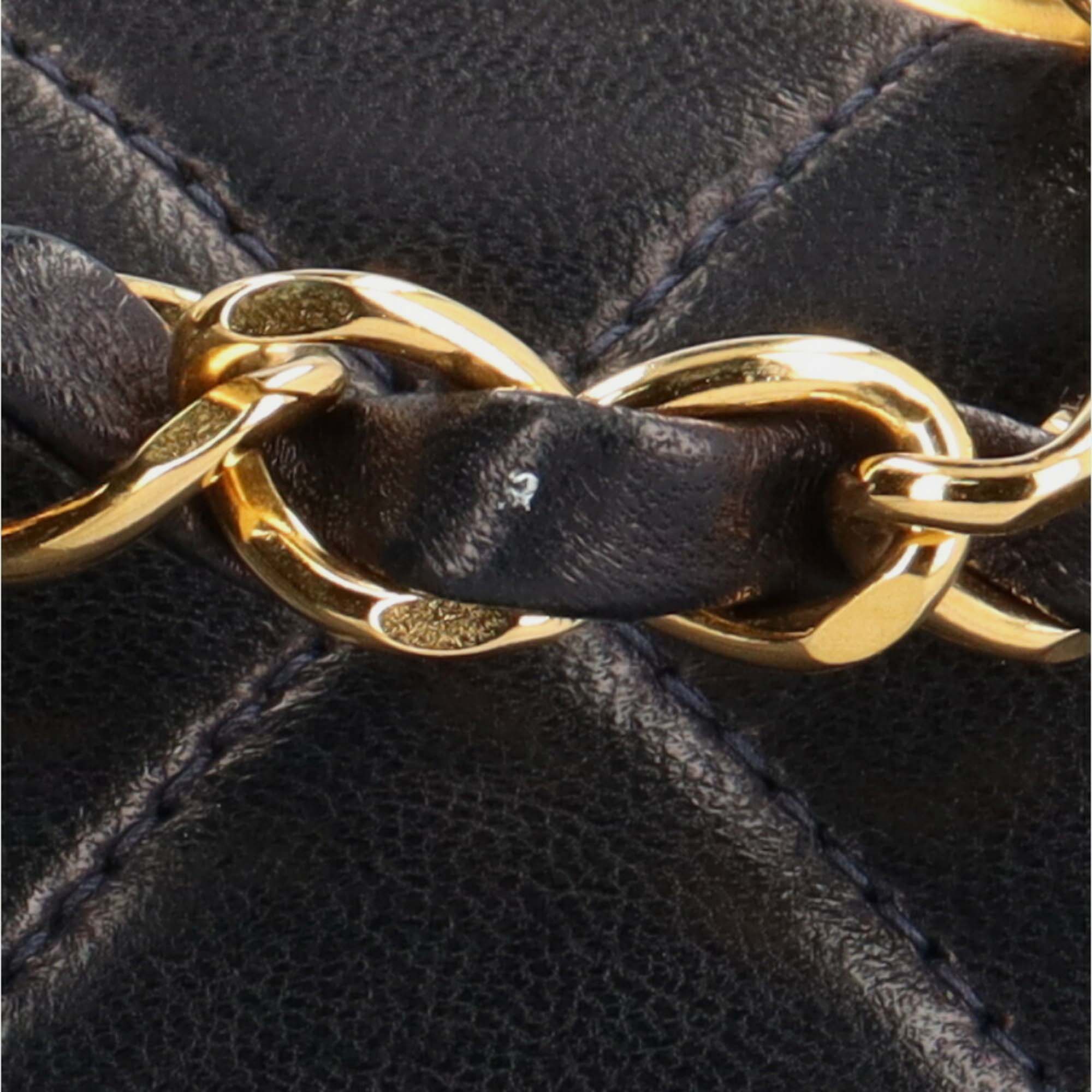 Chanel Black Lambskin Leather Medium Classic Double Flap Shoulder Bag 