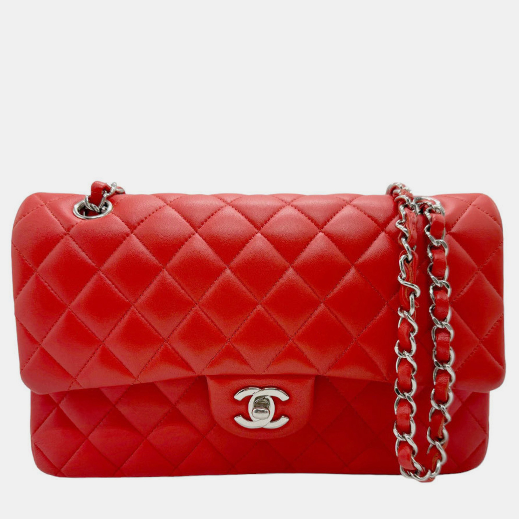 

Chanel Red Leather  Classic Double Flap Shoulder Bag