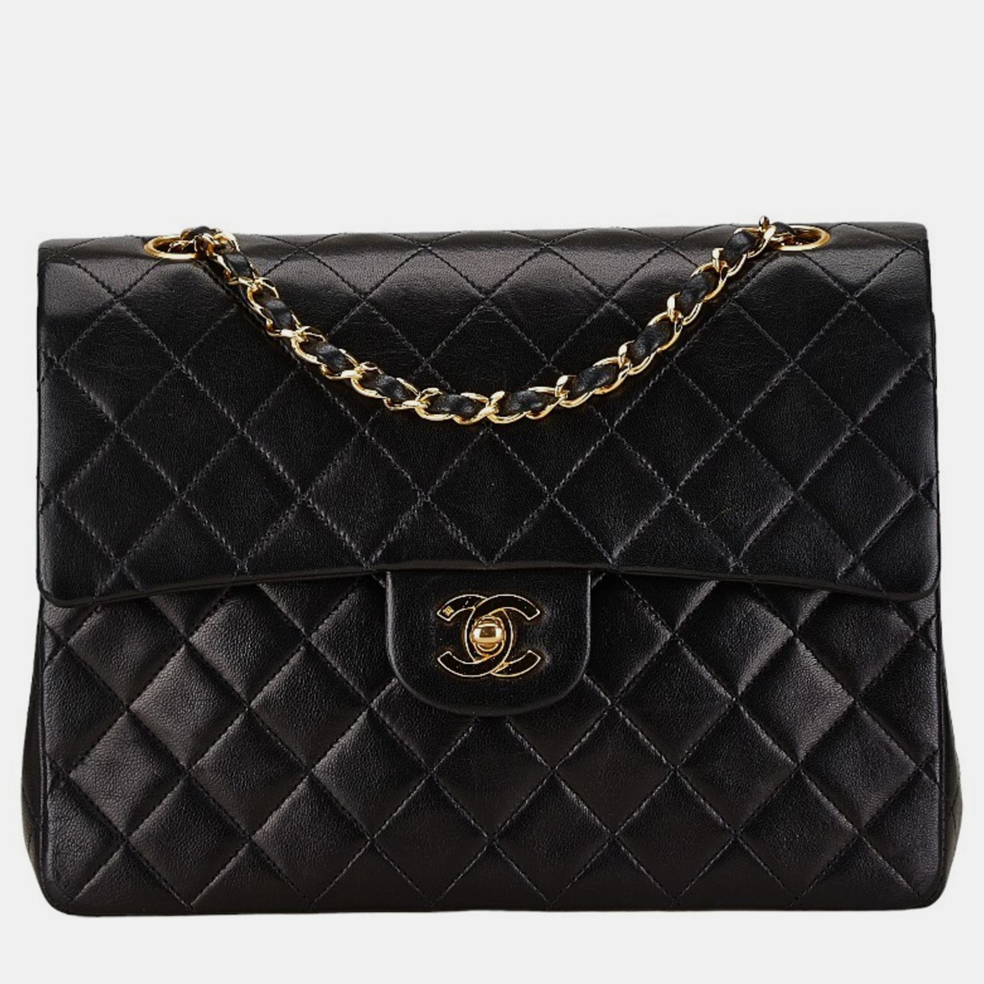 

Chanel Black Lambskin Leather  Classic Double Flap Shoulder Bags