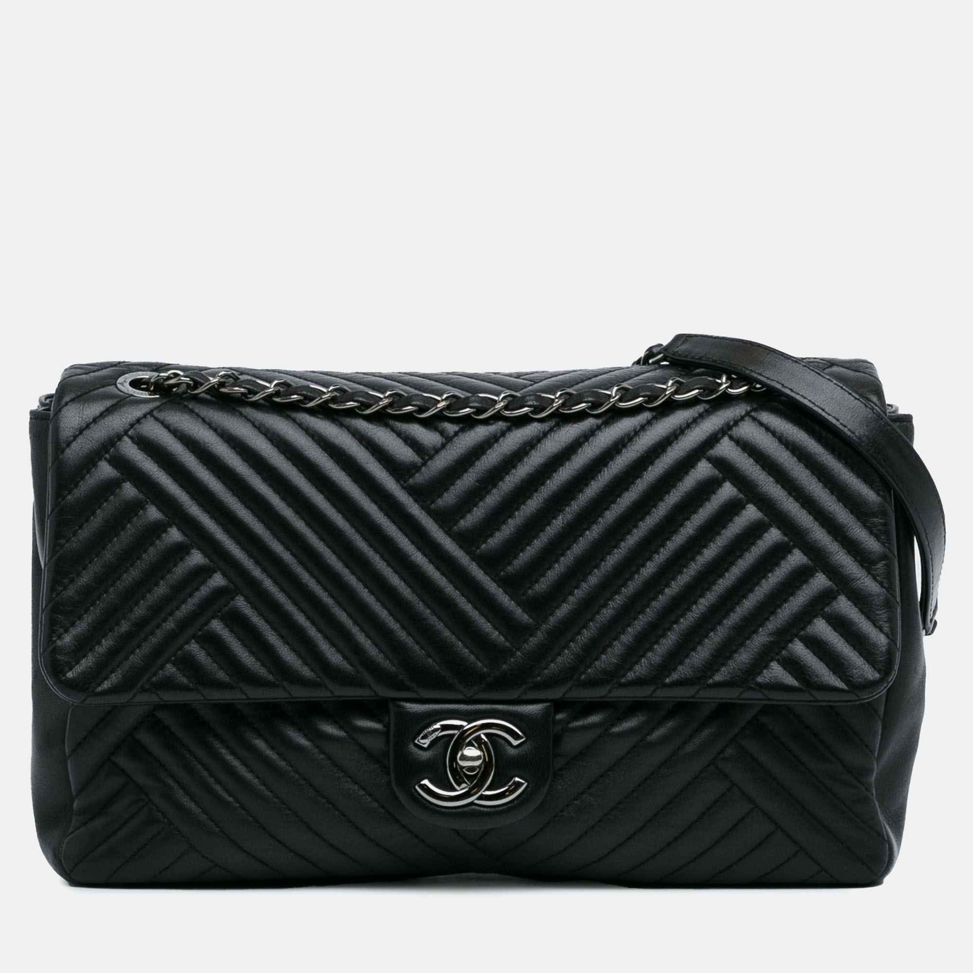 

Chanel Large Lambskin CC Crossing Flap, Black