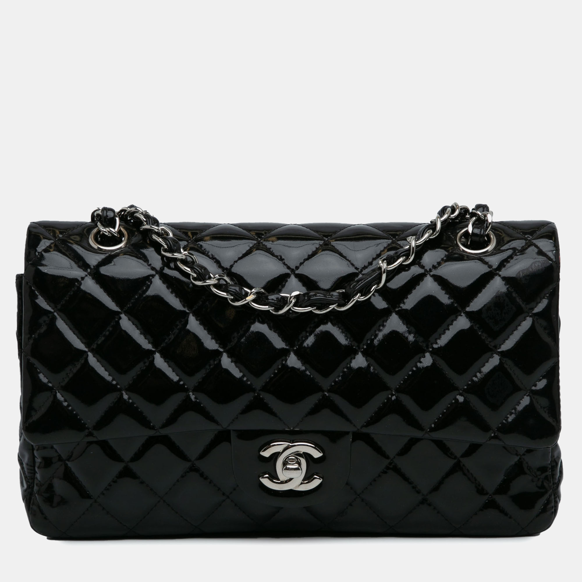 

Chanel Medium Classic Patent Double Flap, Black