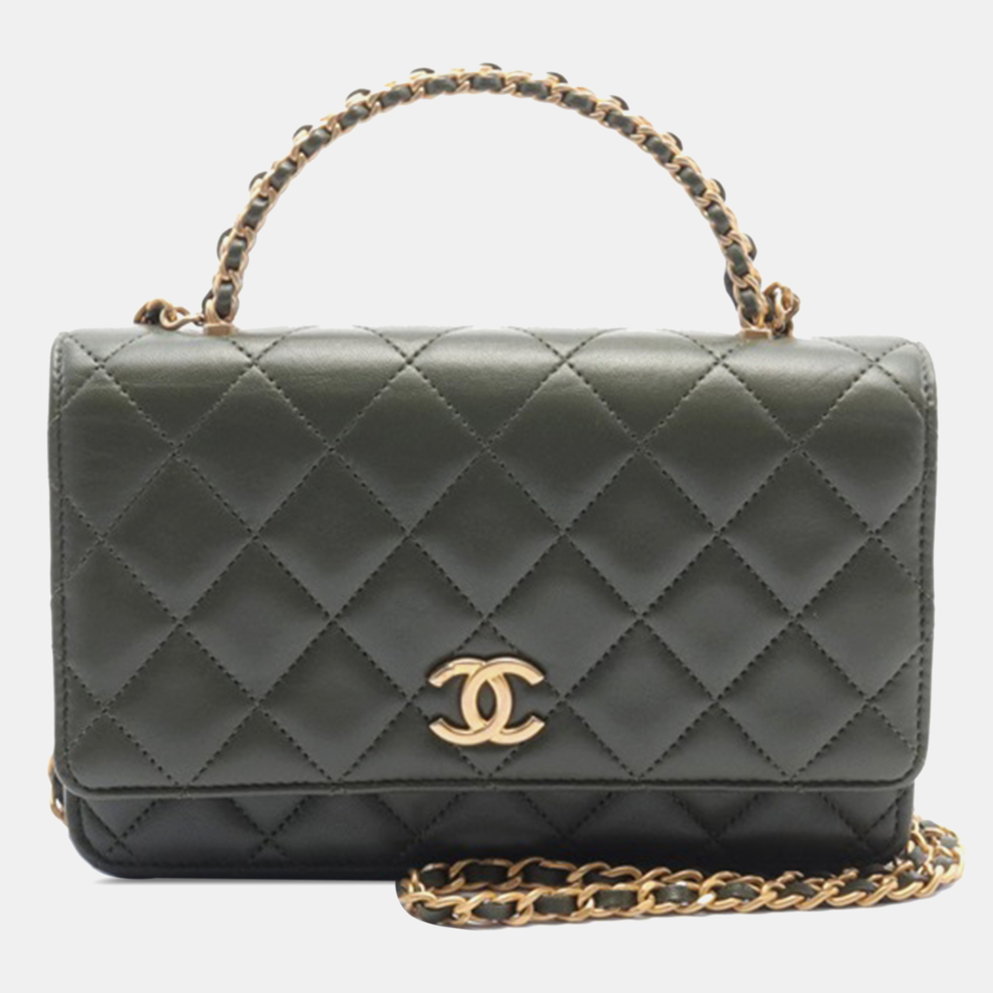 

Chanel Quilted Lambskin Pick Me Up Wallet On Chain, Brown