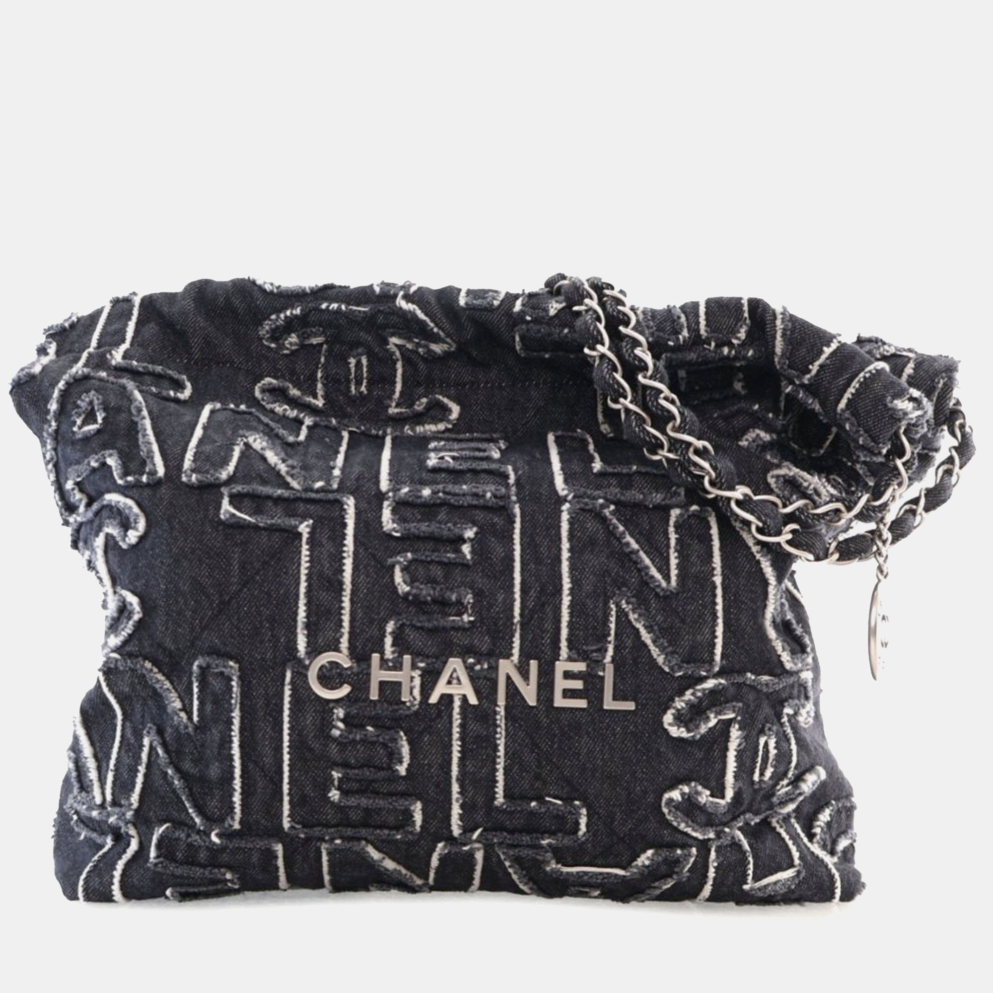 

Chanel Logo Denim 22 Bag, Navy blue