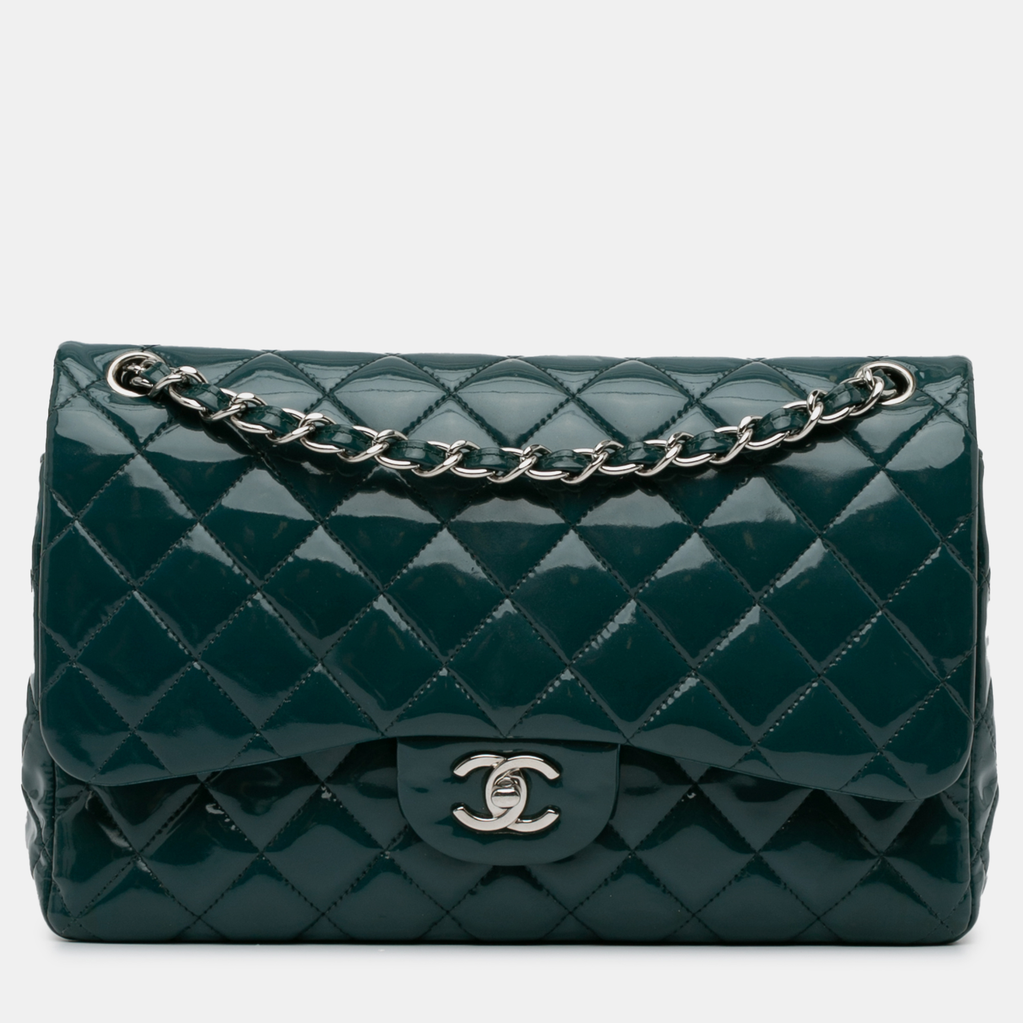 

Chanel Jumbo Classic Patent Double Flap, Blue