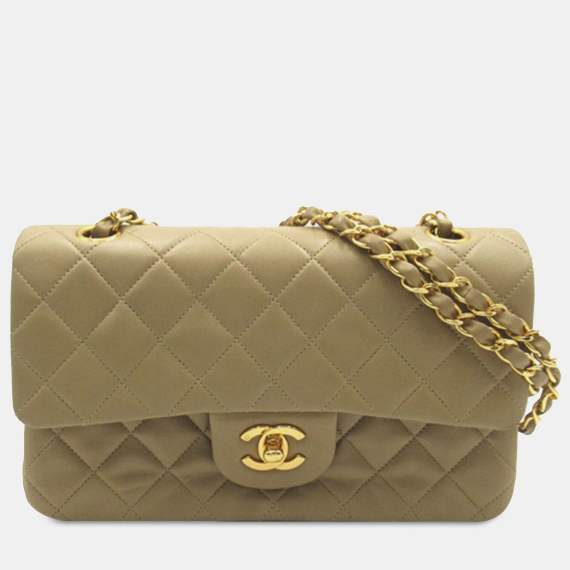 

Chanel Small Classic Lambskin Double Flap, Brown
