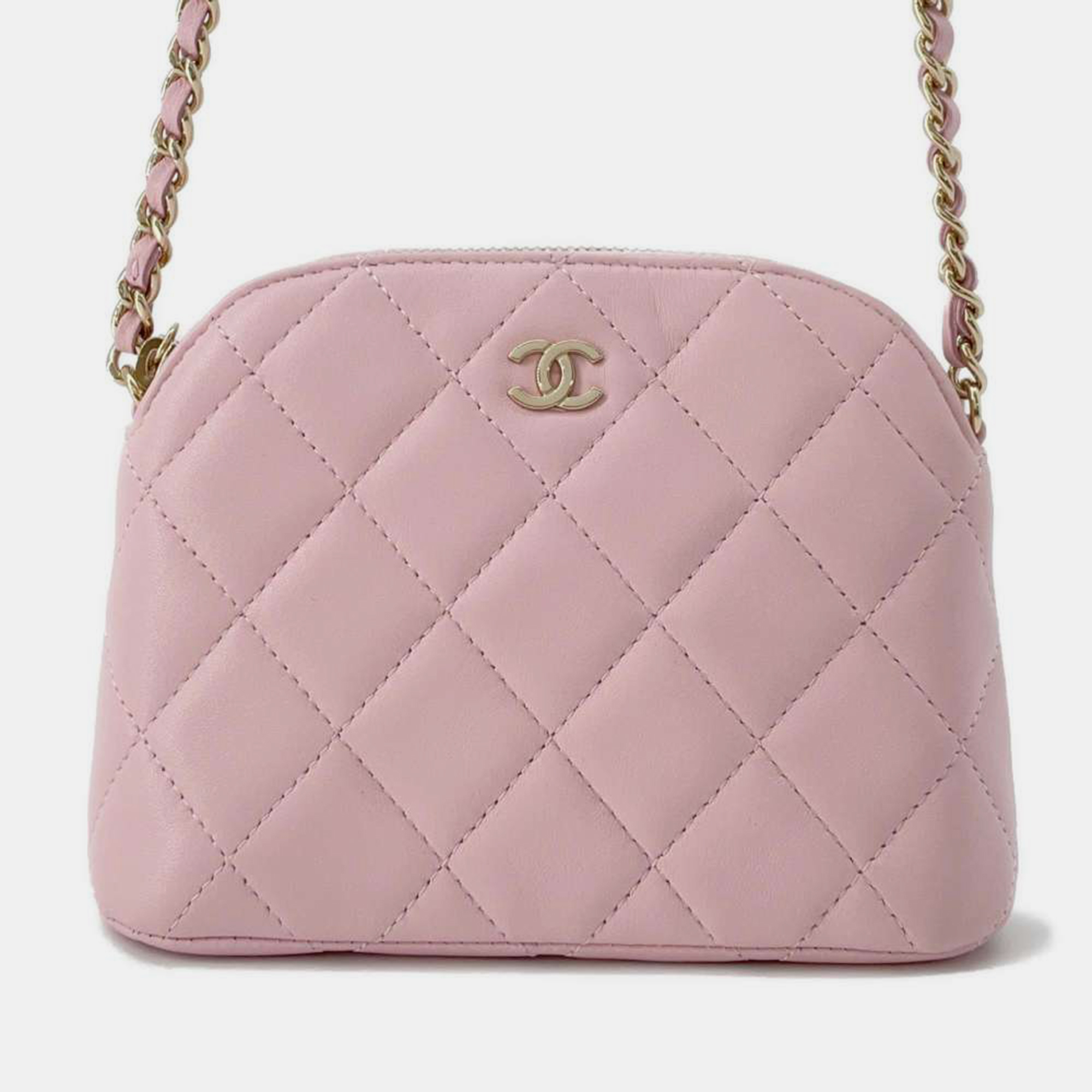 

Chanel Pink Lambskin Chain Clutch Shoulder Bag
