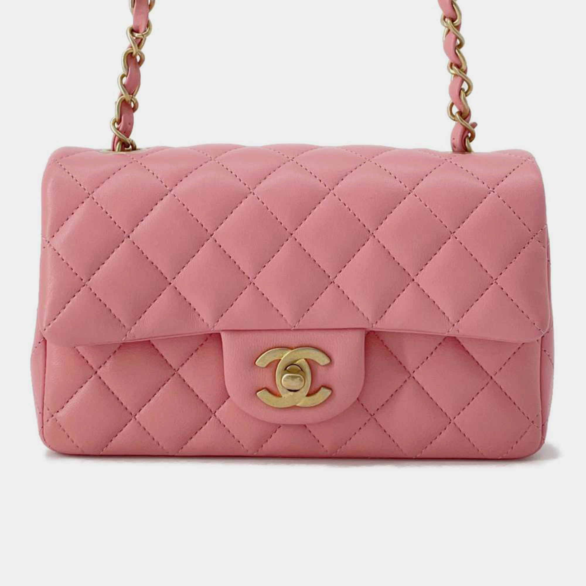 

Chanel Pink Lambskin Leather Mini Flap Shoulder Bag