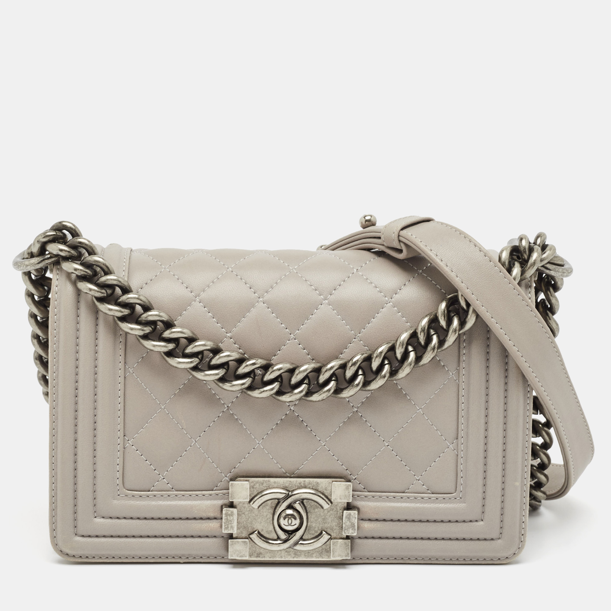 

Chanel Grey Quilted Leather  Boy Flap Bag