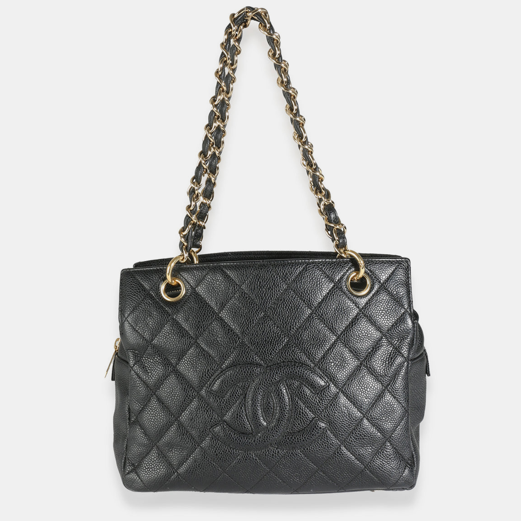 Pre-owned Chanel Black Quilted Caviar Petite Timeless Tote Bag