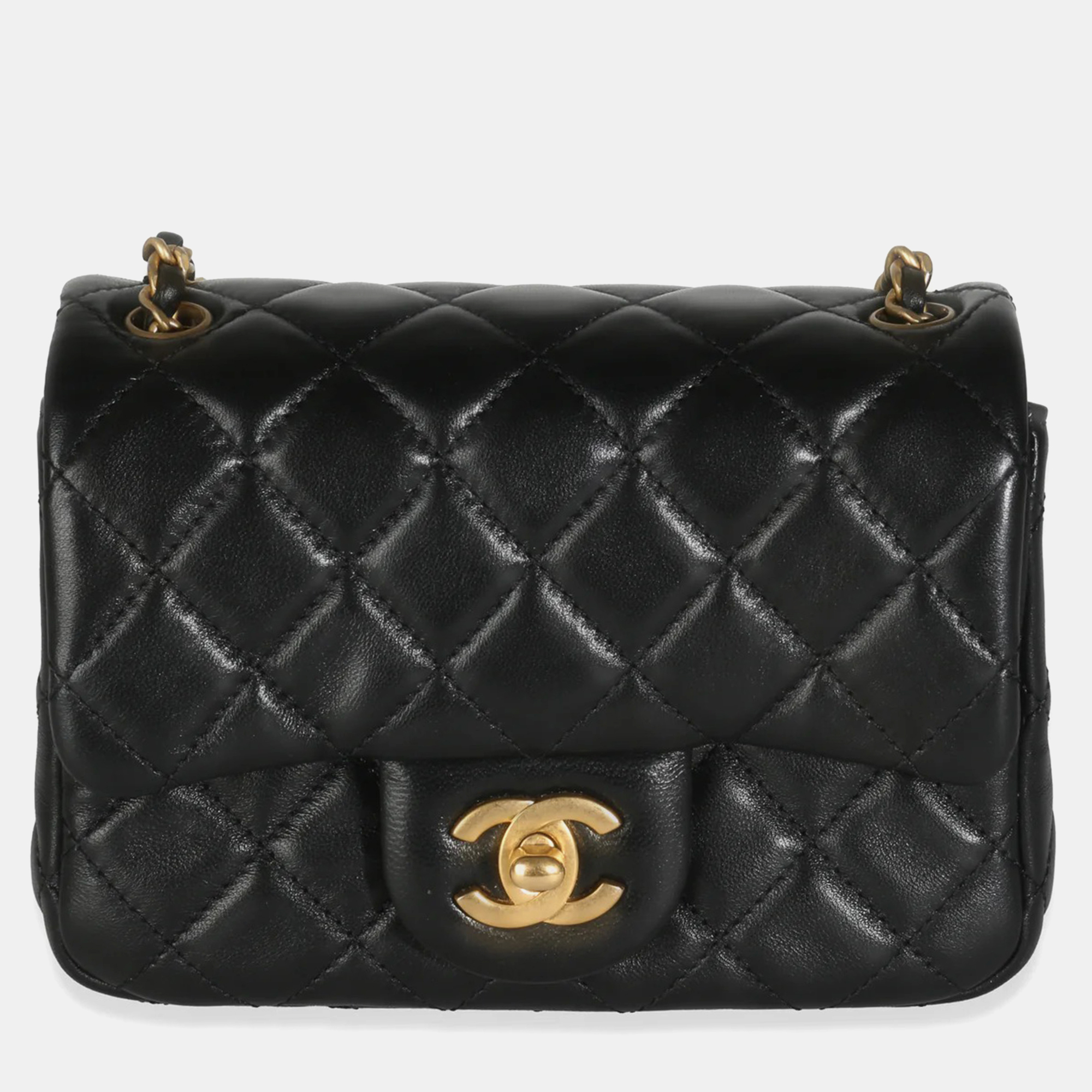 

Chanel 22C Black Quilted Lambskin Pearl Crush Mini Flap Bag