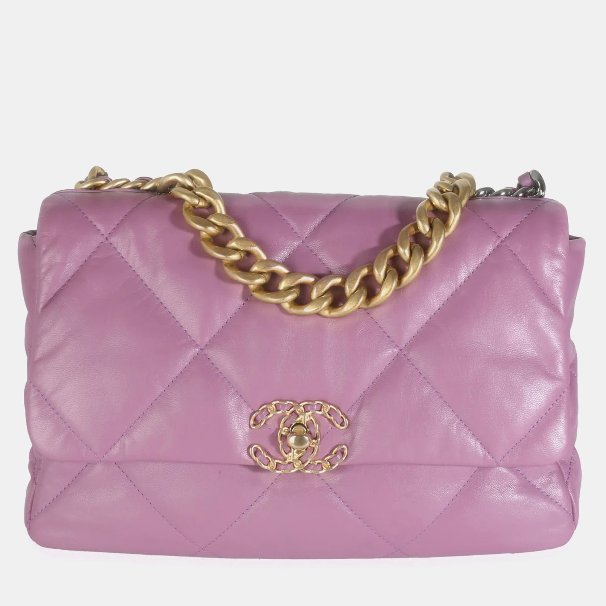 

Chanel 20B Purple Quilted Lambskin Medium Chanel 19 Flap Bag