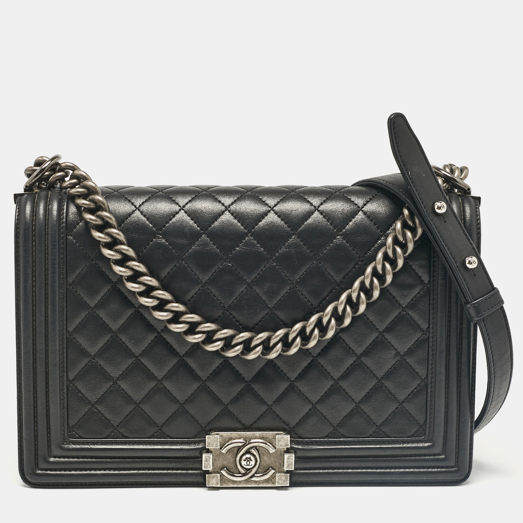 

Chanel Black Quilted Leather New Medium Boy Bag