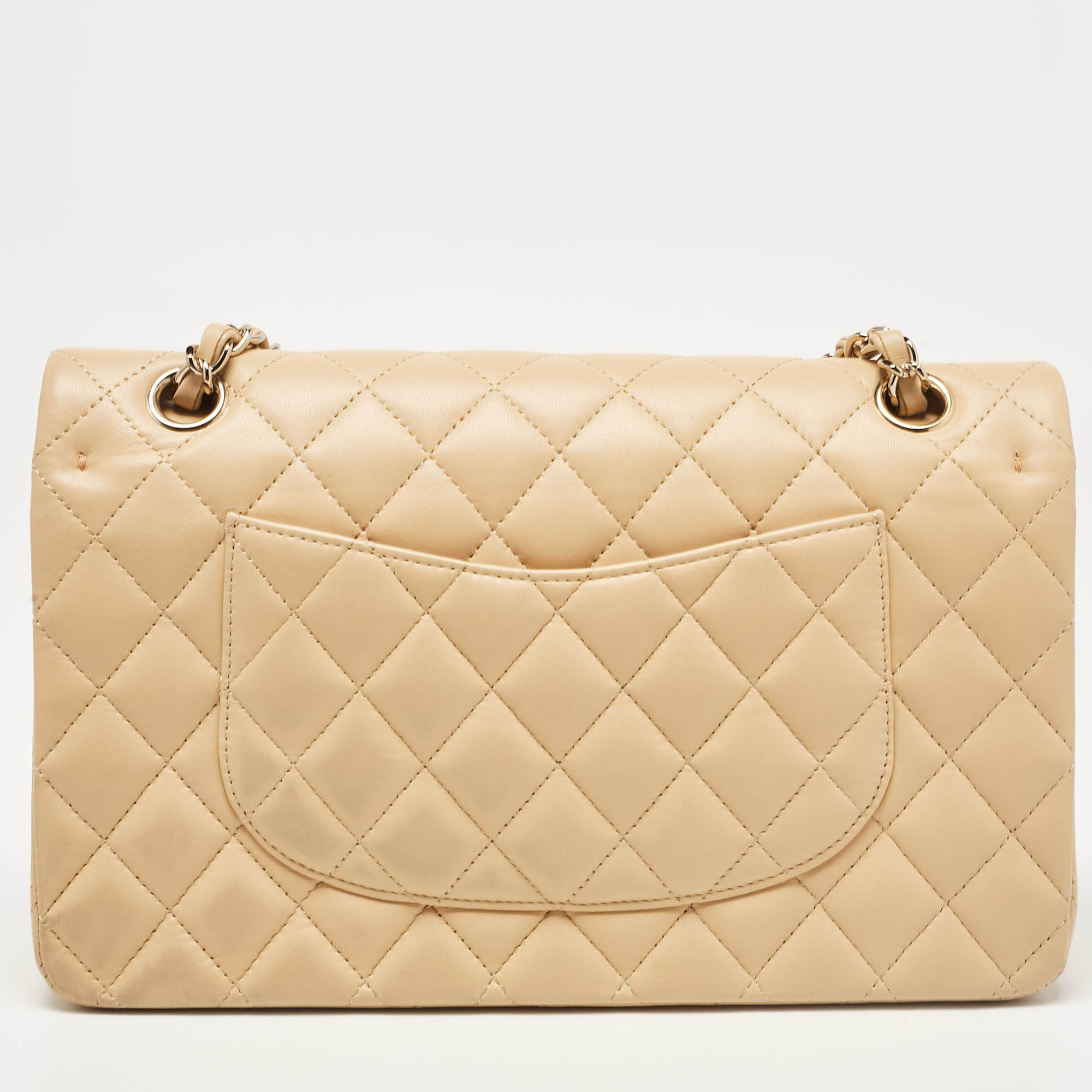 Chanel Beige Quilted Leather Medium Classic Double Flap Bag 