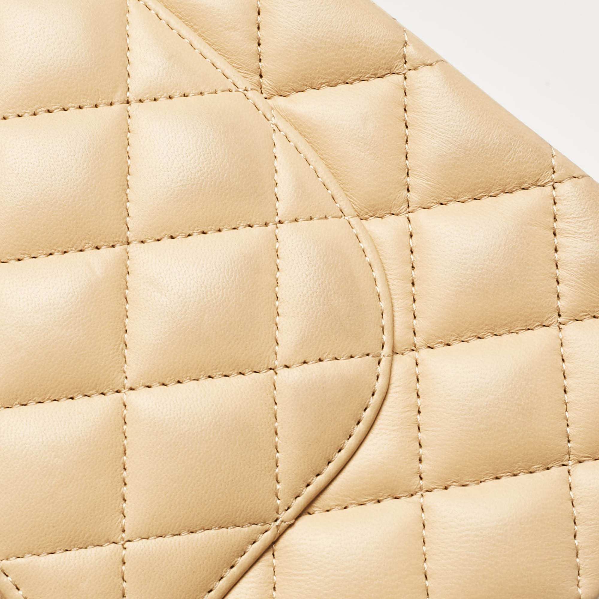 Chanel Beige Quilted Leather Medium Classic Double Flap Bag 