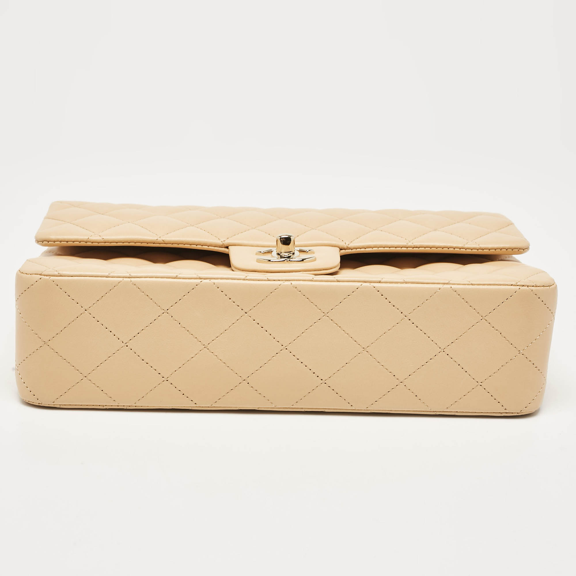 Chanel Beige Quilted Leather Medium Classic Double Flap Bag 