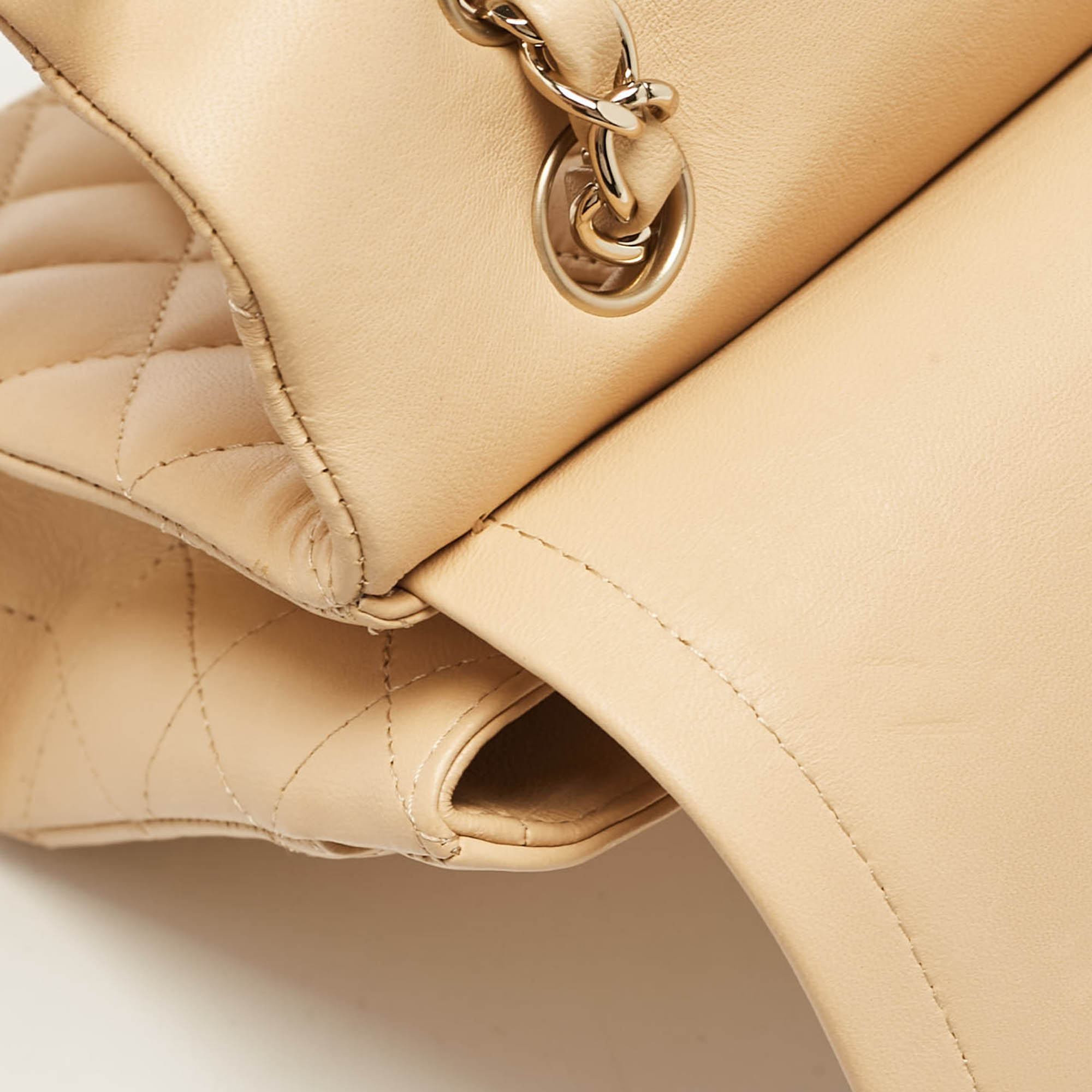 Chanel Beige Quilted Leather Medium Classic Double Flap Bag 
