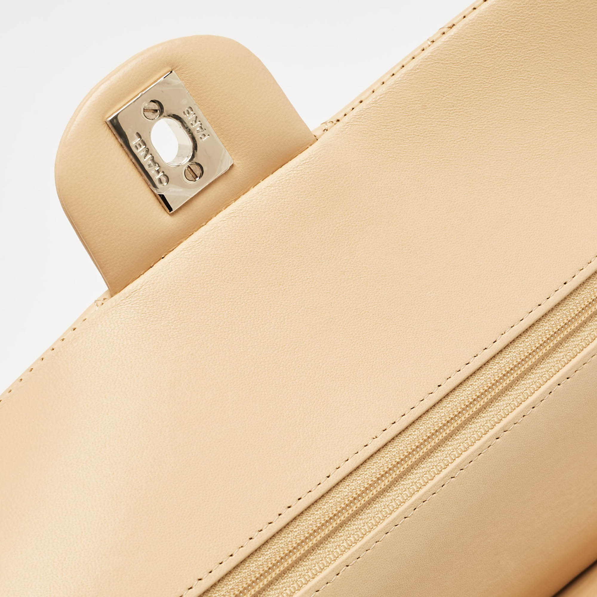 Chanel Beige Quilted Leather Medium Classic Double Flap Bag 
