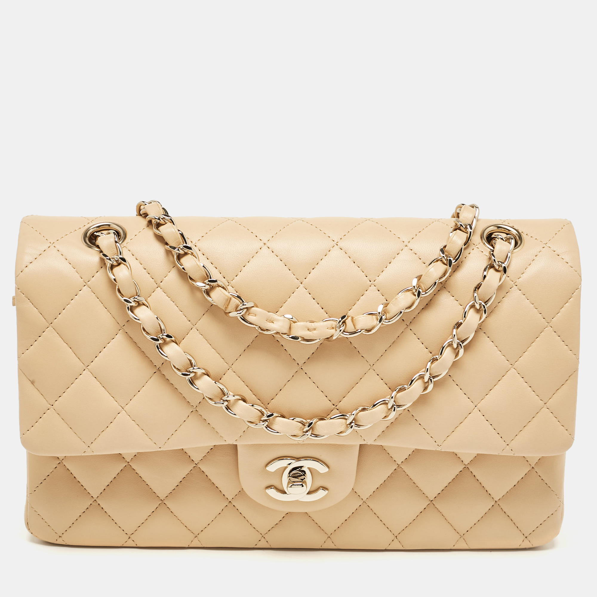 

Chanel Beige Quilted Leather Medium Classic Double Flap Bag