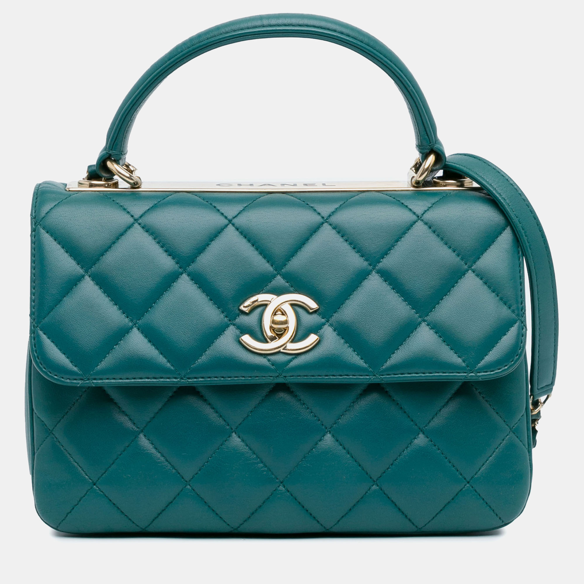 Pre-owned Chanel Small Lambskin Trendy Cc Flap In Green