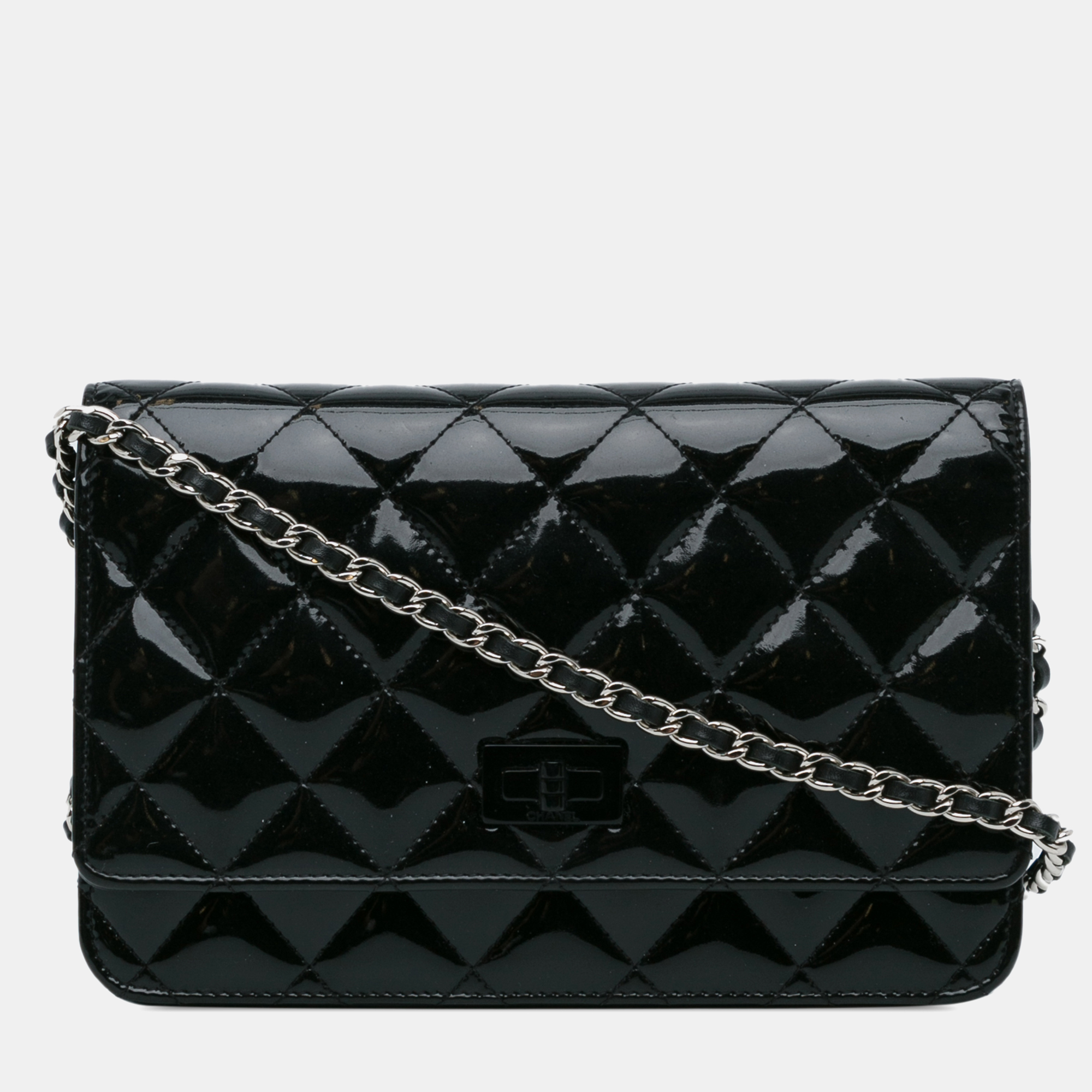 

Chanel Quilted Patent Reissue 2.55 Wallet on Chain, Black