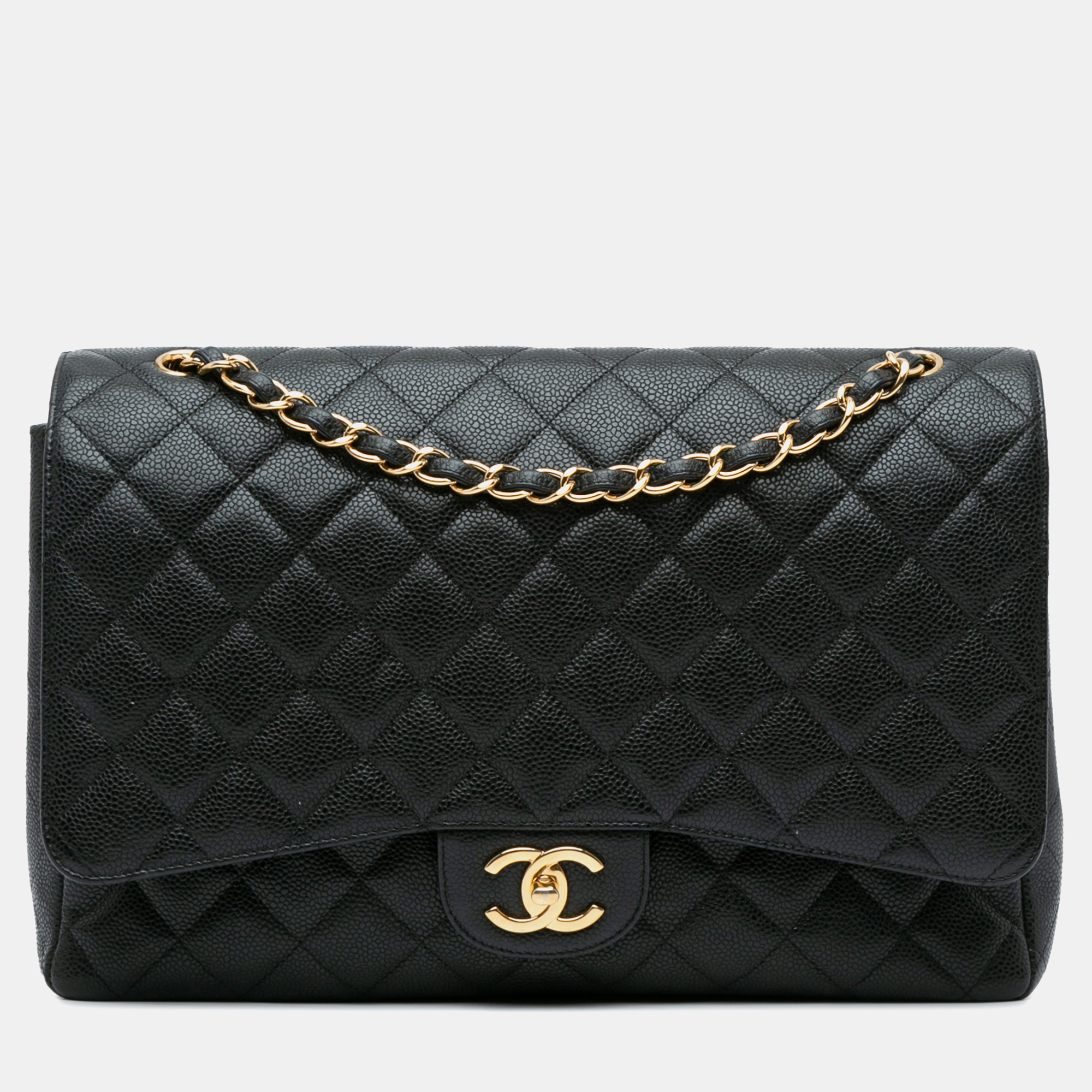 

Chanel Black Classic Caviar Double Flap Maxi Bag