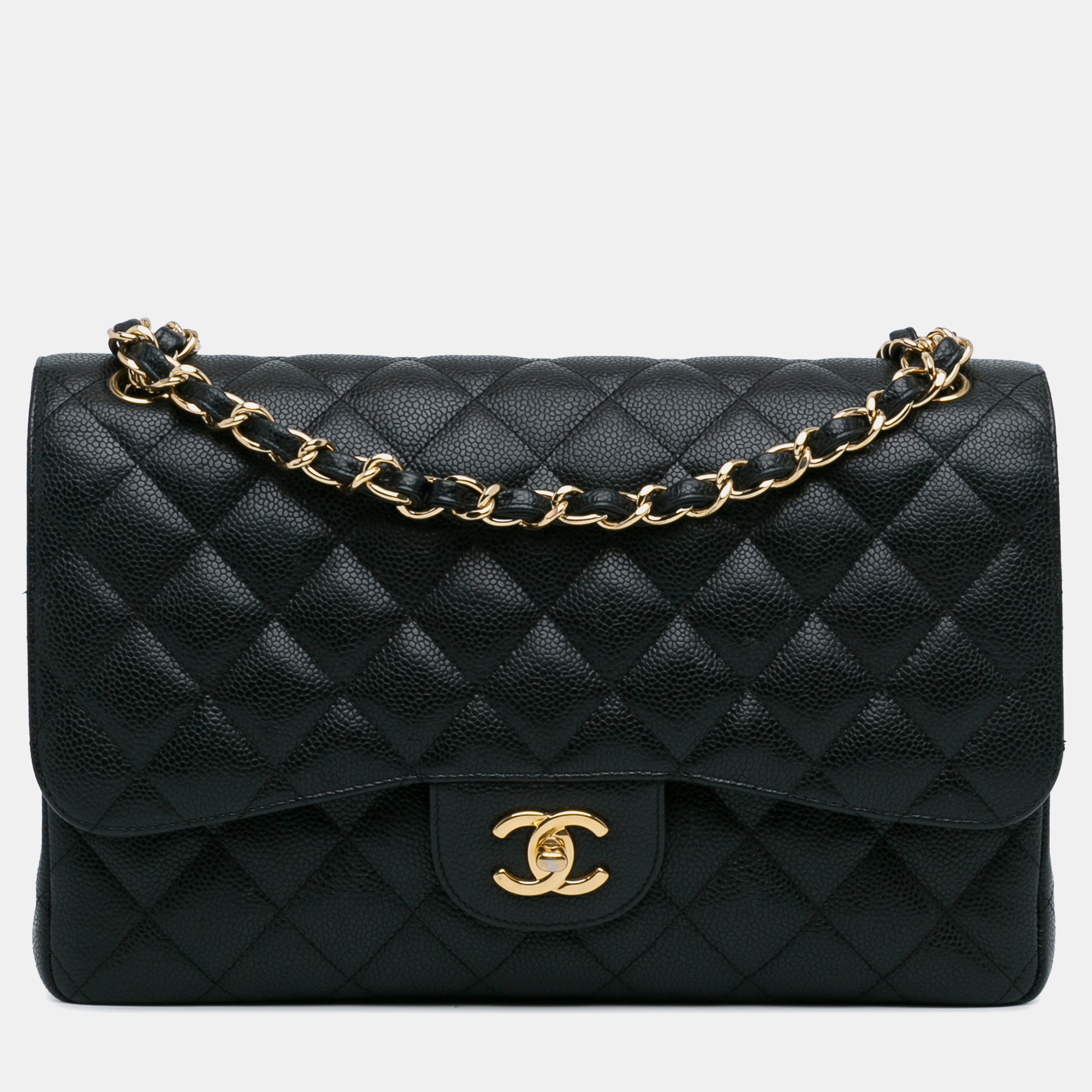 

Chanel Jumbo Classic Caviar Double Flap Bag, Black