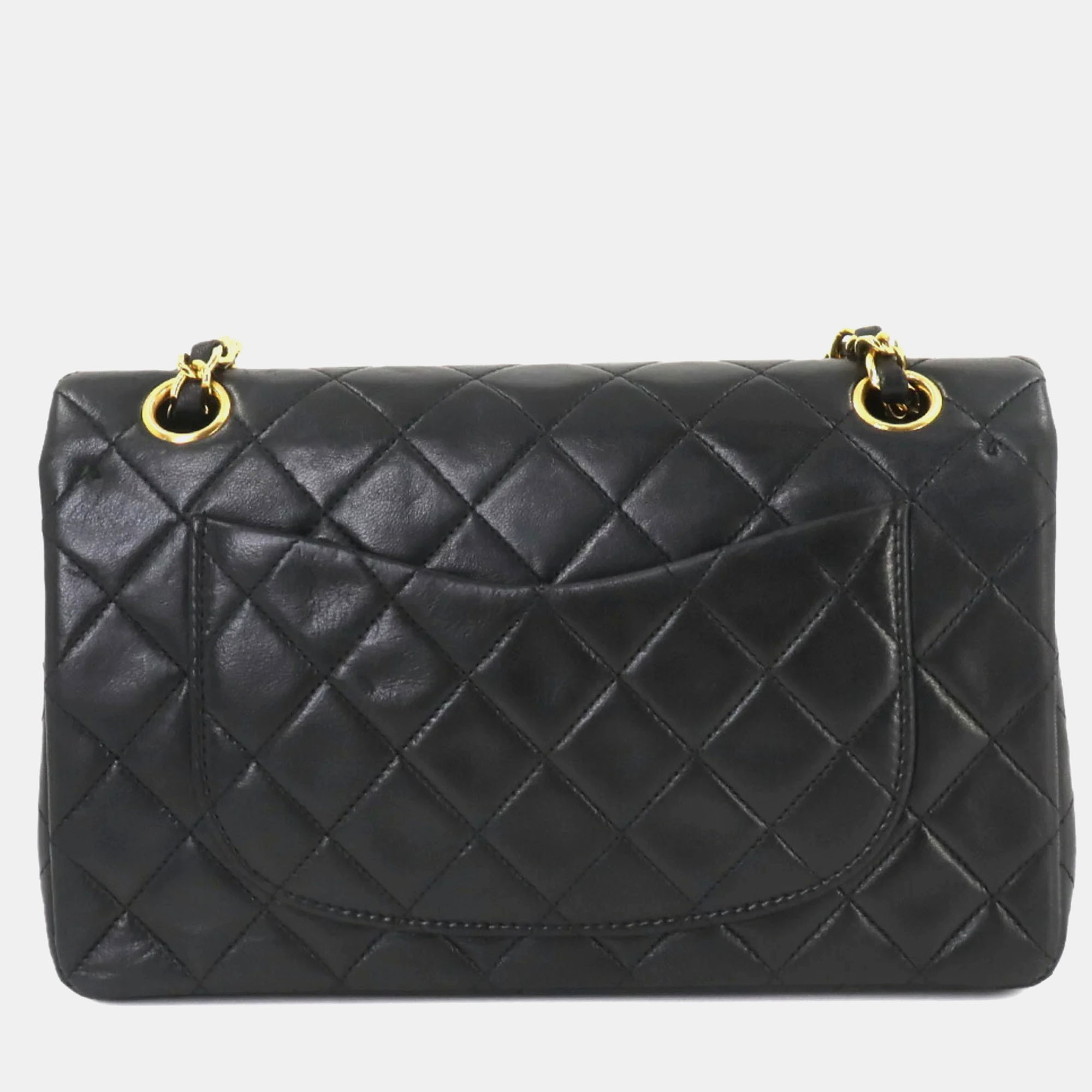 Pre-owned Chanel Black Leather Small Classic Double Flap Shoulder Bag