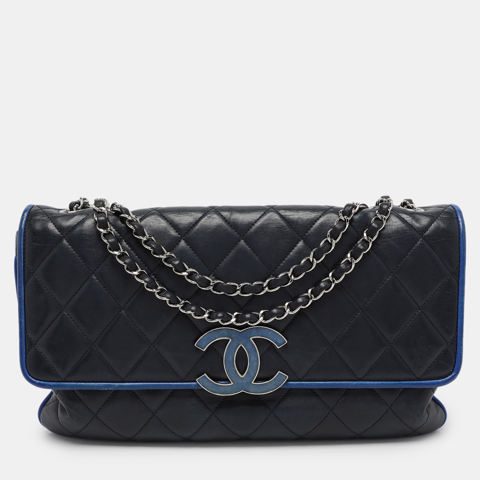 

Chanel Navy Blue Quilted Leather Divine Flap Bag