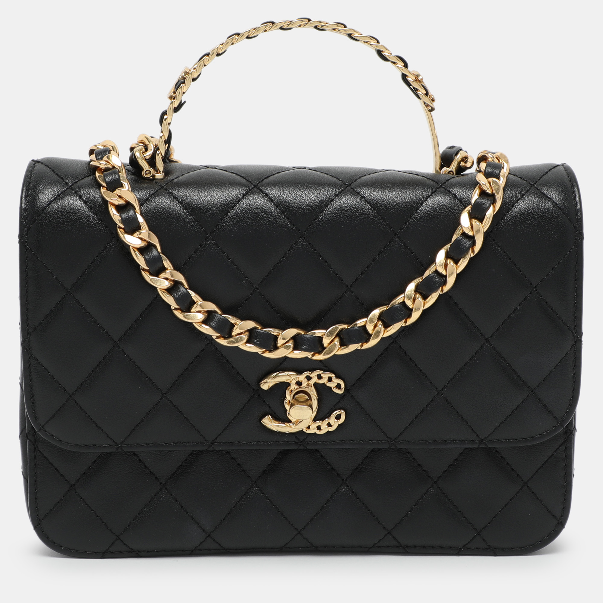 

Chanel Black Quilted Leather Mini Metal Top Handle Bag