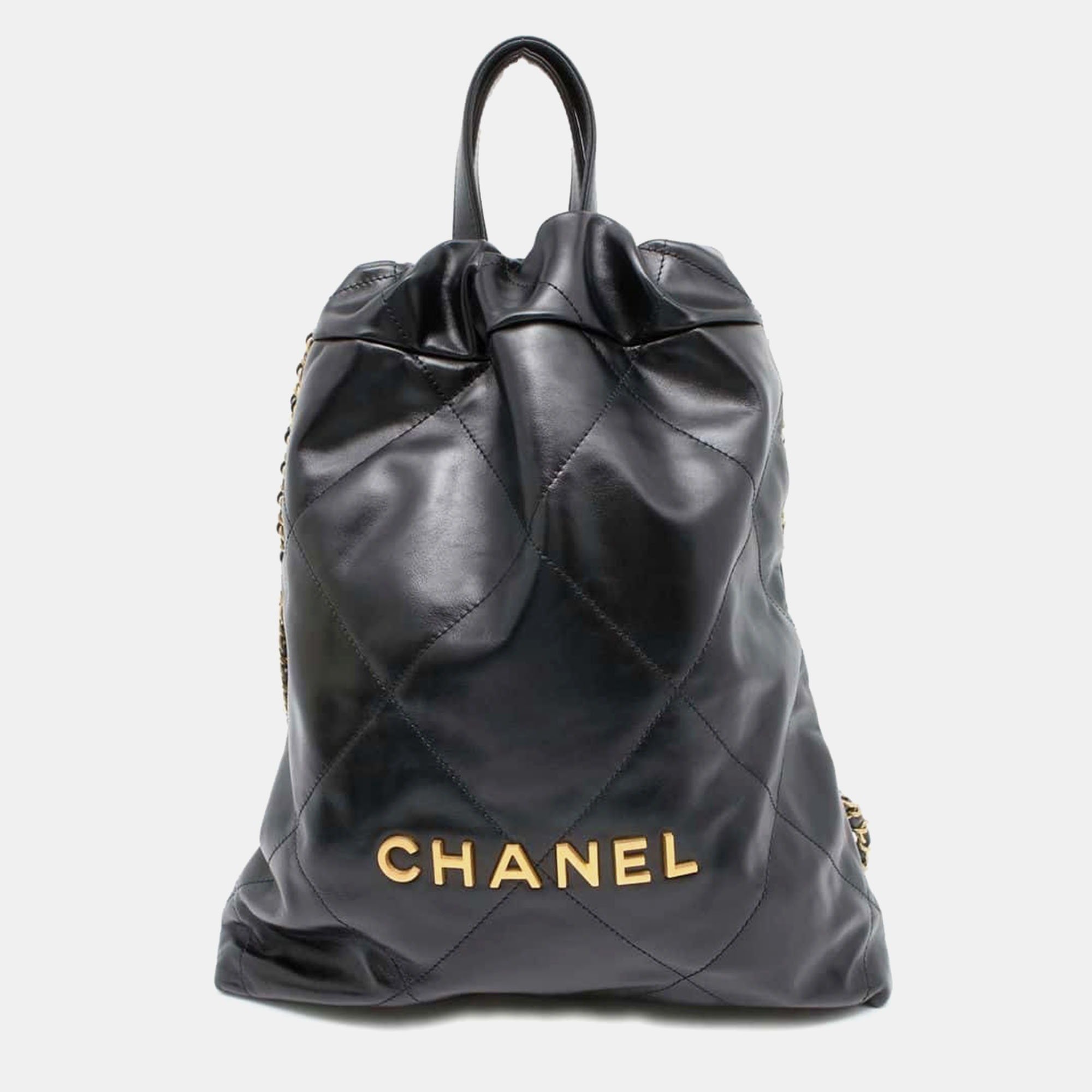 

Chanel Black Shiny Calf Leather 22 Backpack