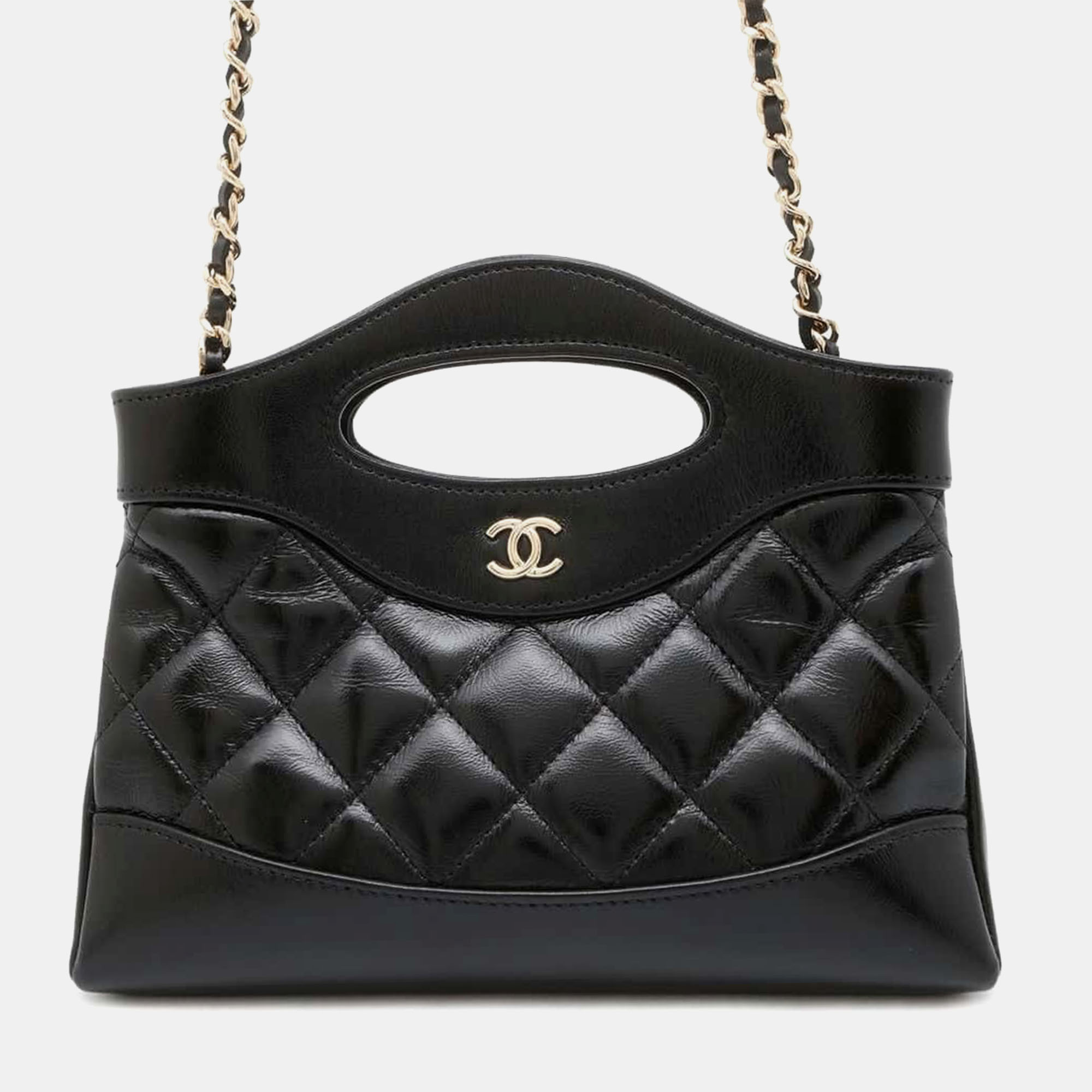 

Chanel Black Shiny Crumpled Calfskin Quilted Nano 31 Shopping Bag