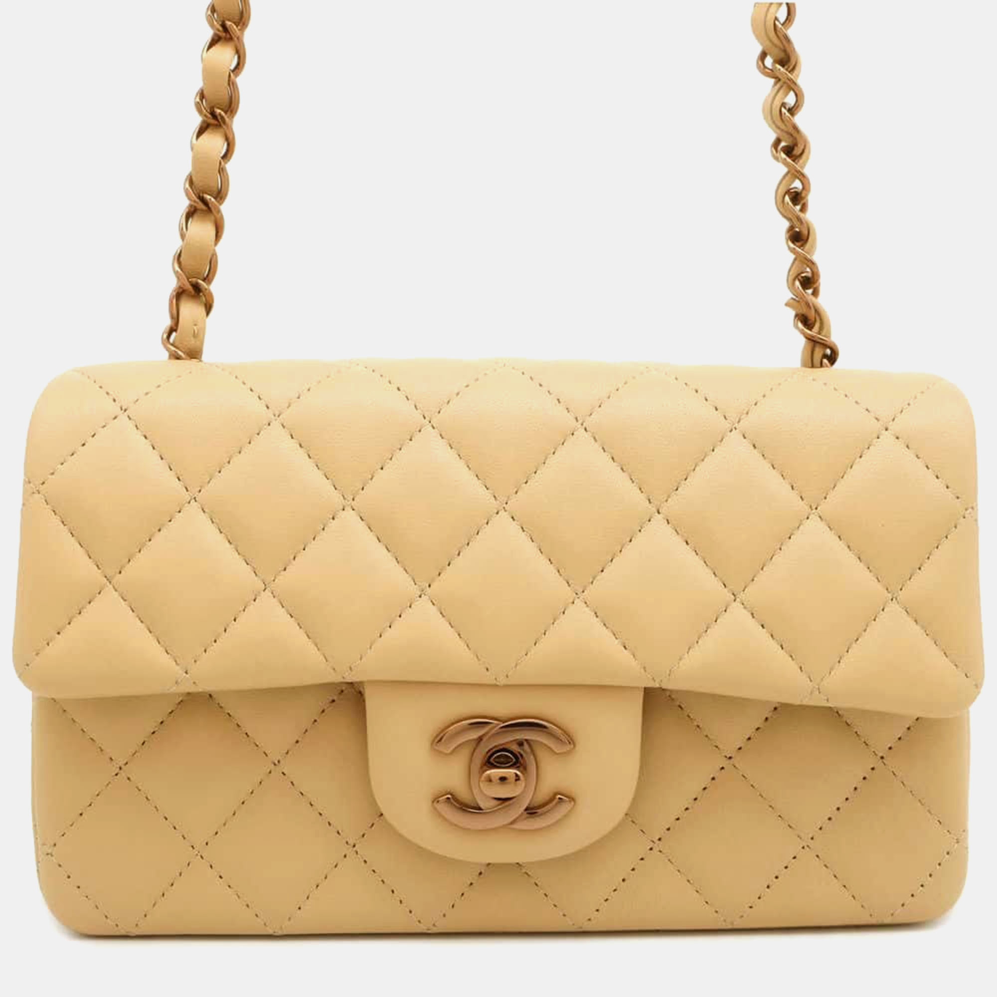 

Chanel Beige Lambskin Mini Matelasse Chain Shoulder Bag