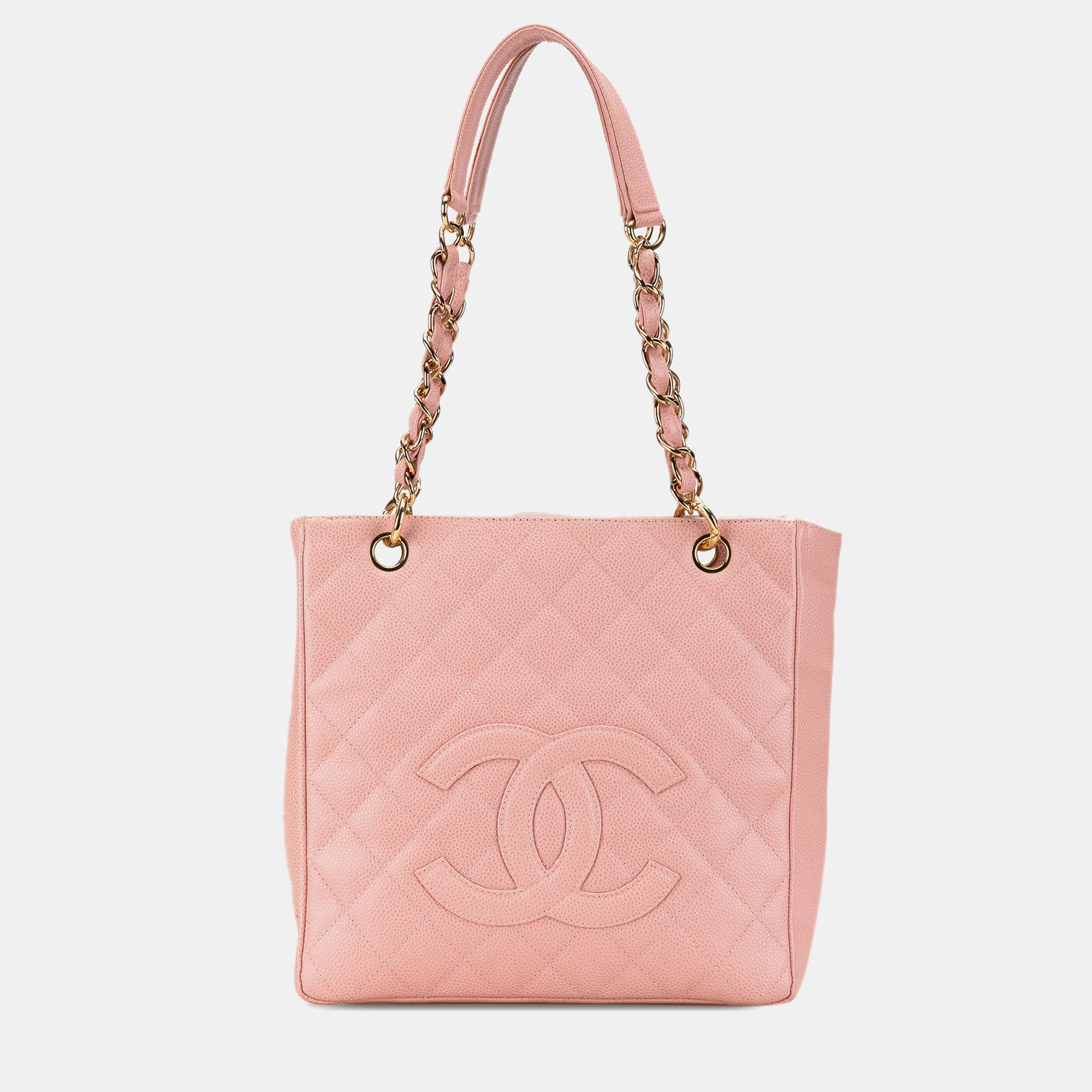 Pre-owned Chanel Caviar Petite Shopping Tote Bag In Pink