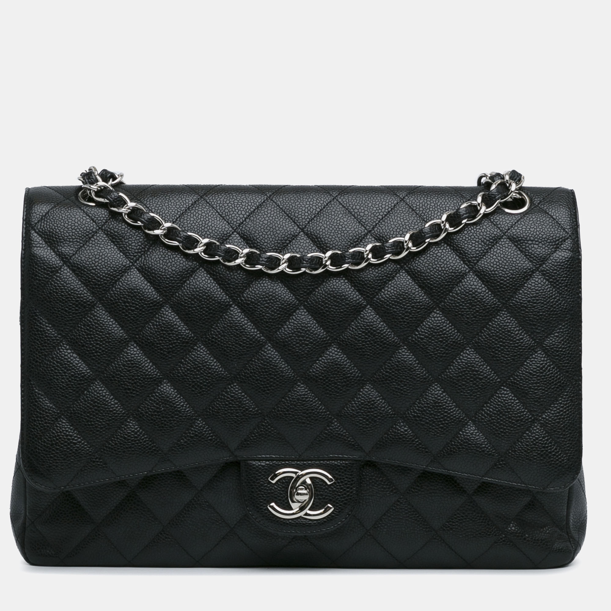 

Chanel Maxi Classic Caviar Double Flap Bag, Black