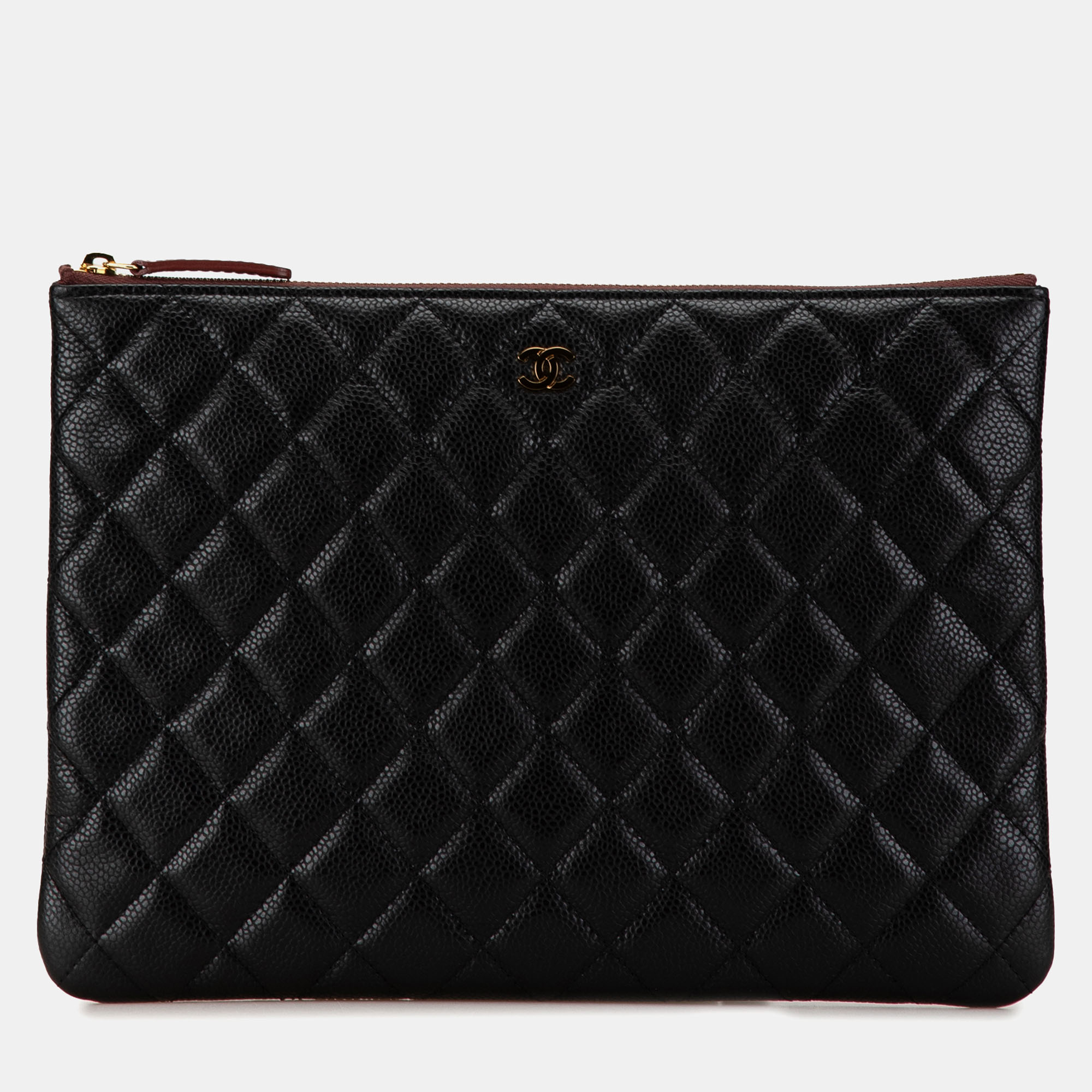 

Chanel Medium Quilted Caviar O Case Clutch, Black