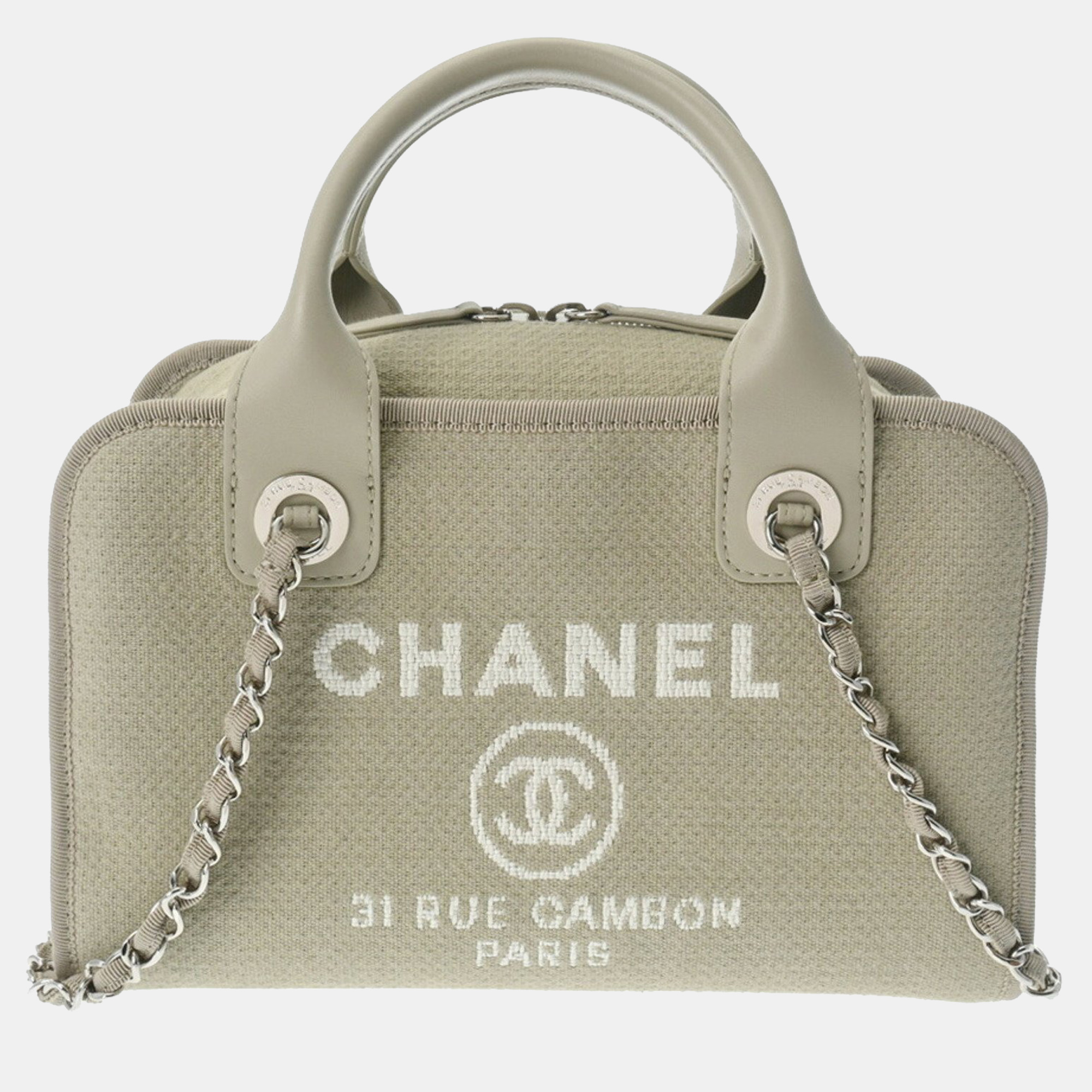 

Chanel Grey Canvas Deauville Bowling Bag