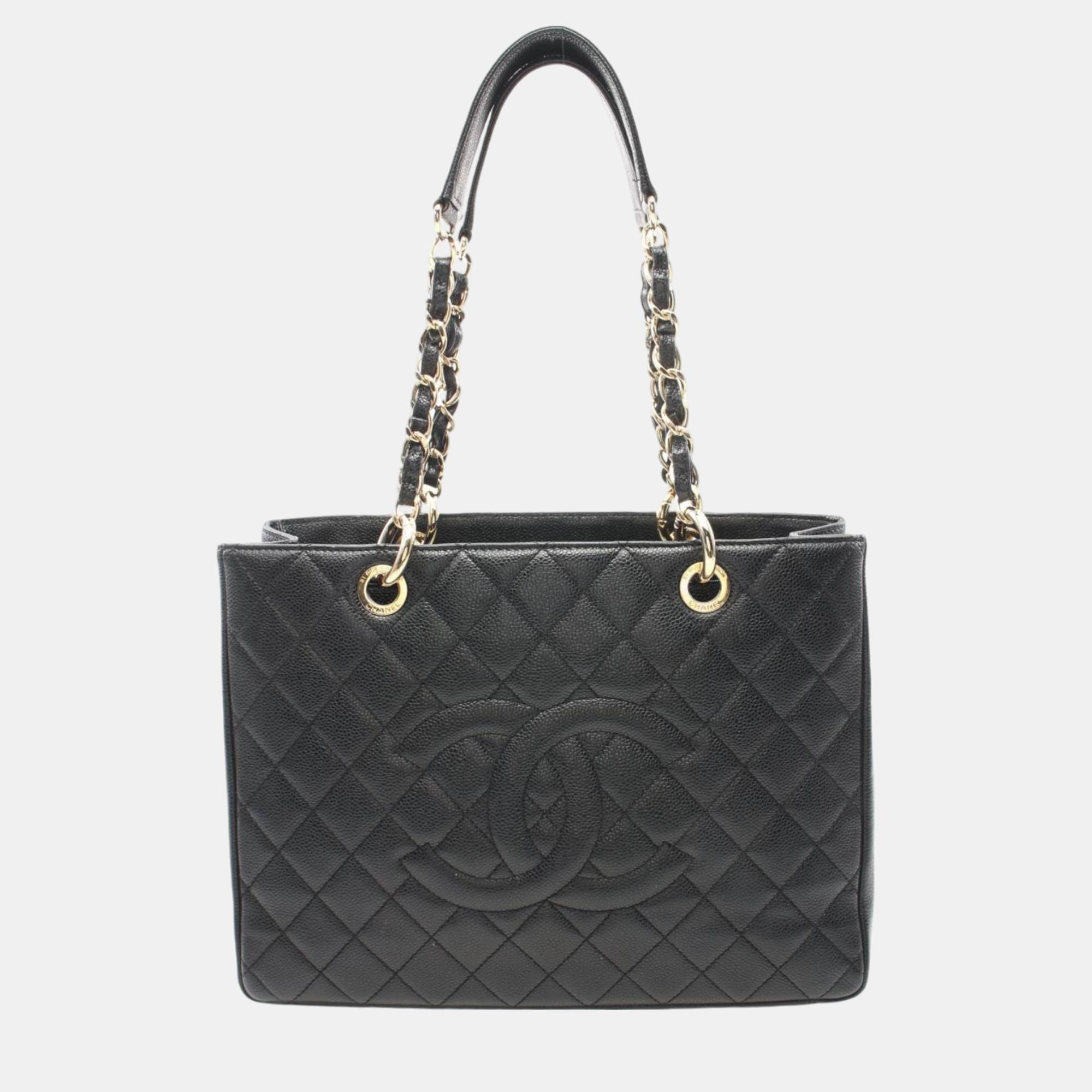 

Chanel Black Caviar Skin Matelasse Grand GST Tote Bag