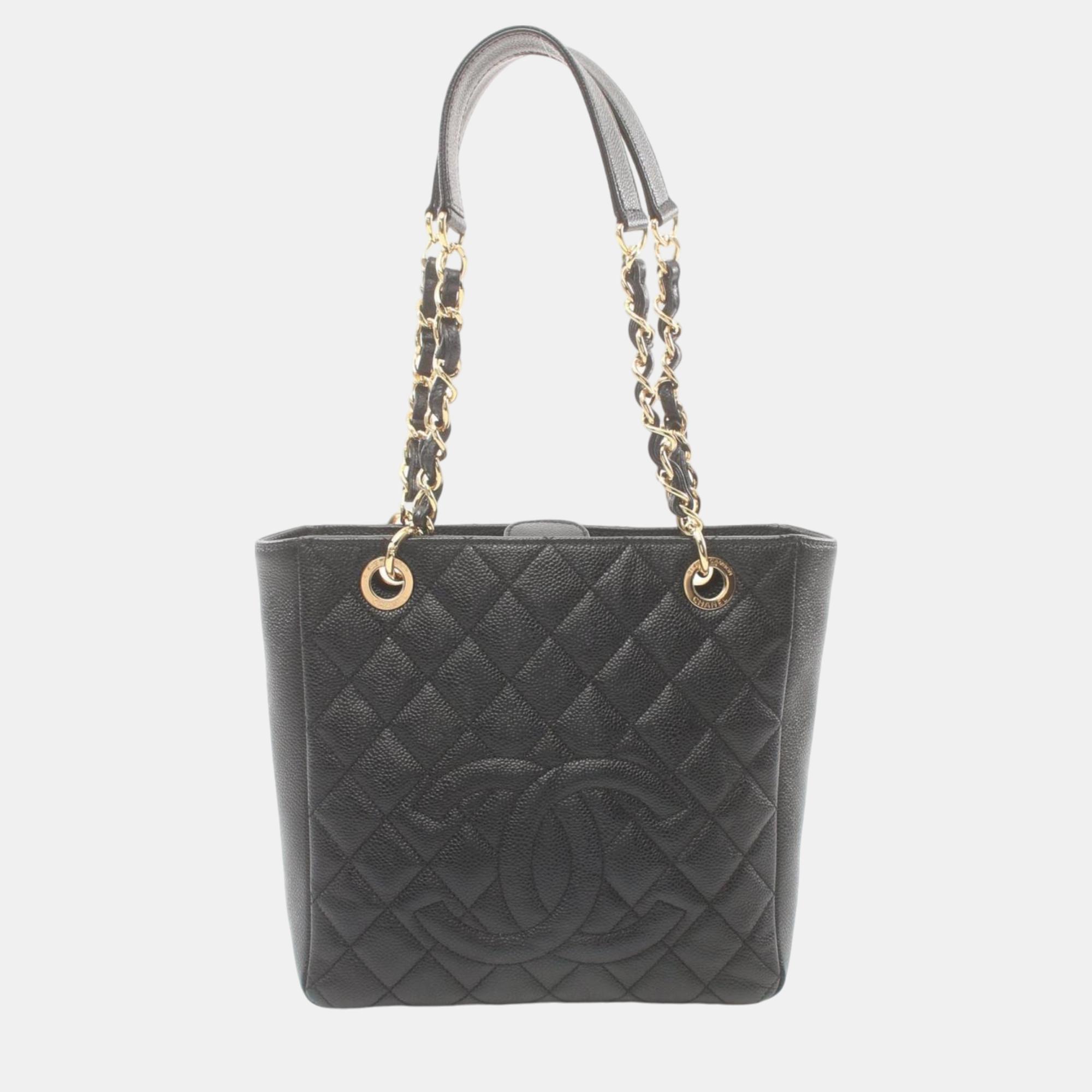 

Chanel Black Caviar Skin Matelasse PST Tote Bag